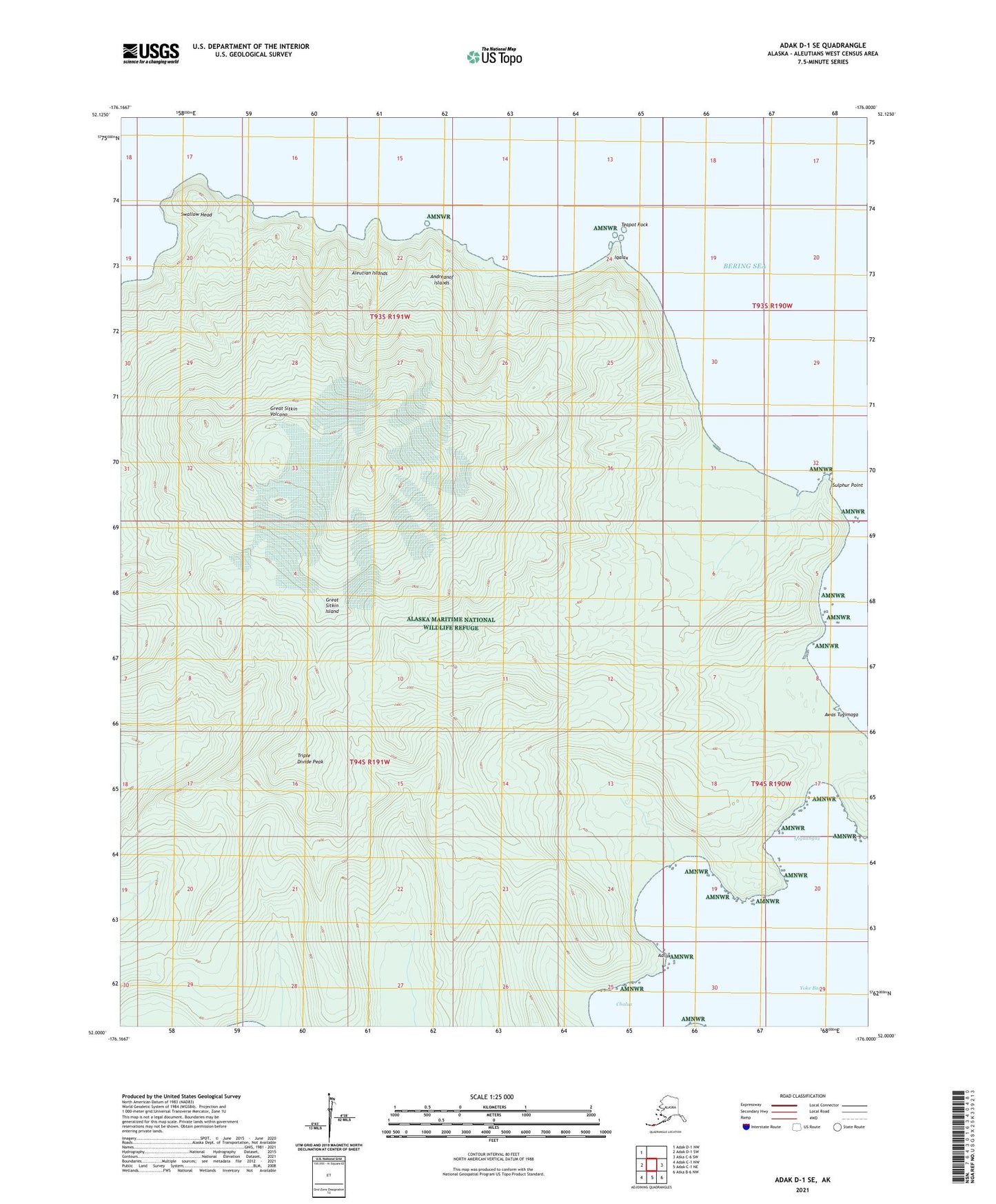 Adak D-1 SE Alaska US Topo Map Image