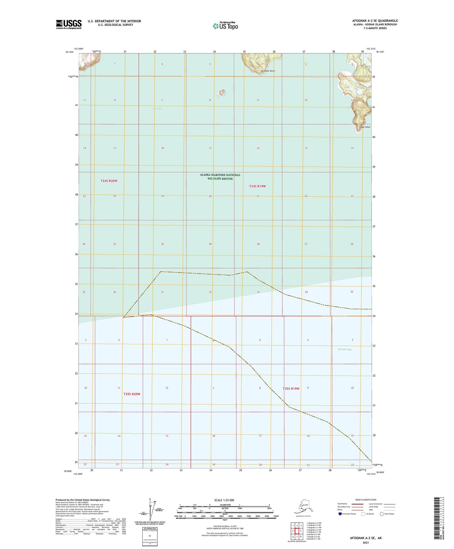 Afognak A-2 SE Alaska US Topo Map Image