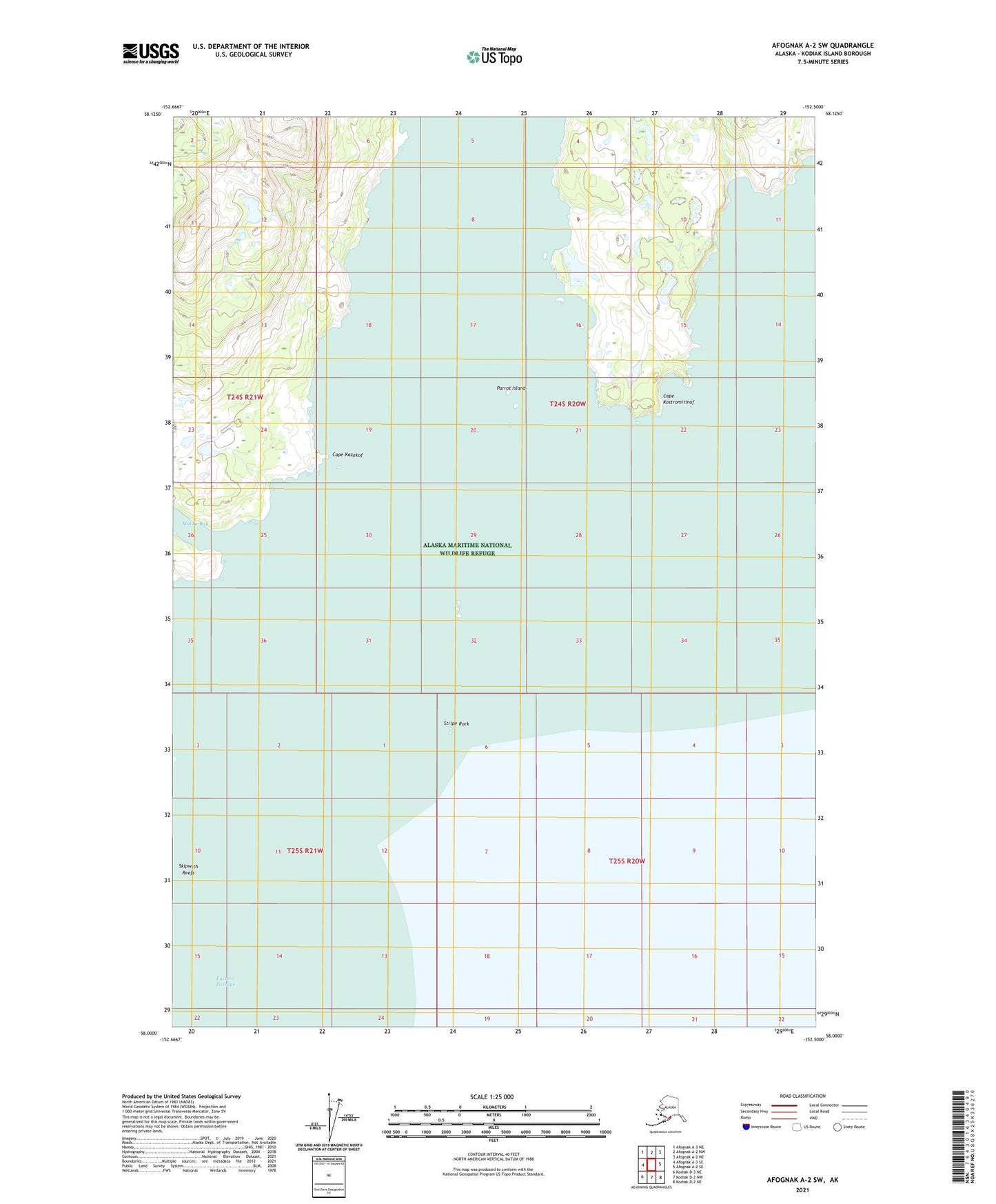 Afognak A-2 SW Alaska US Topo Map Image