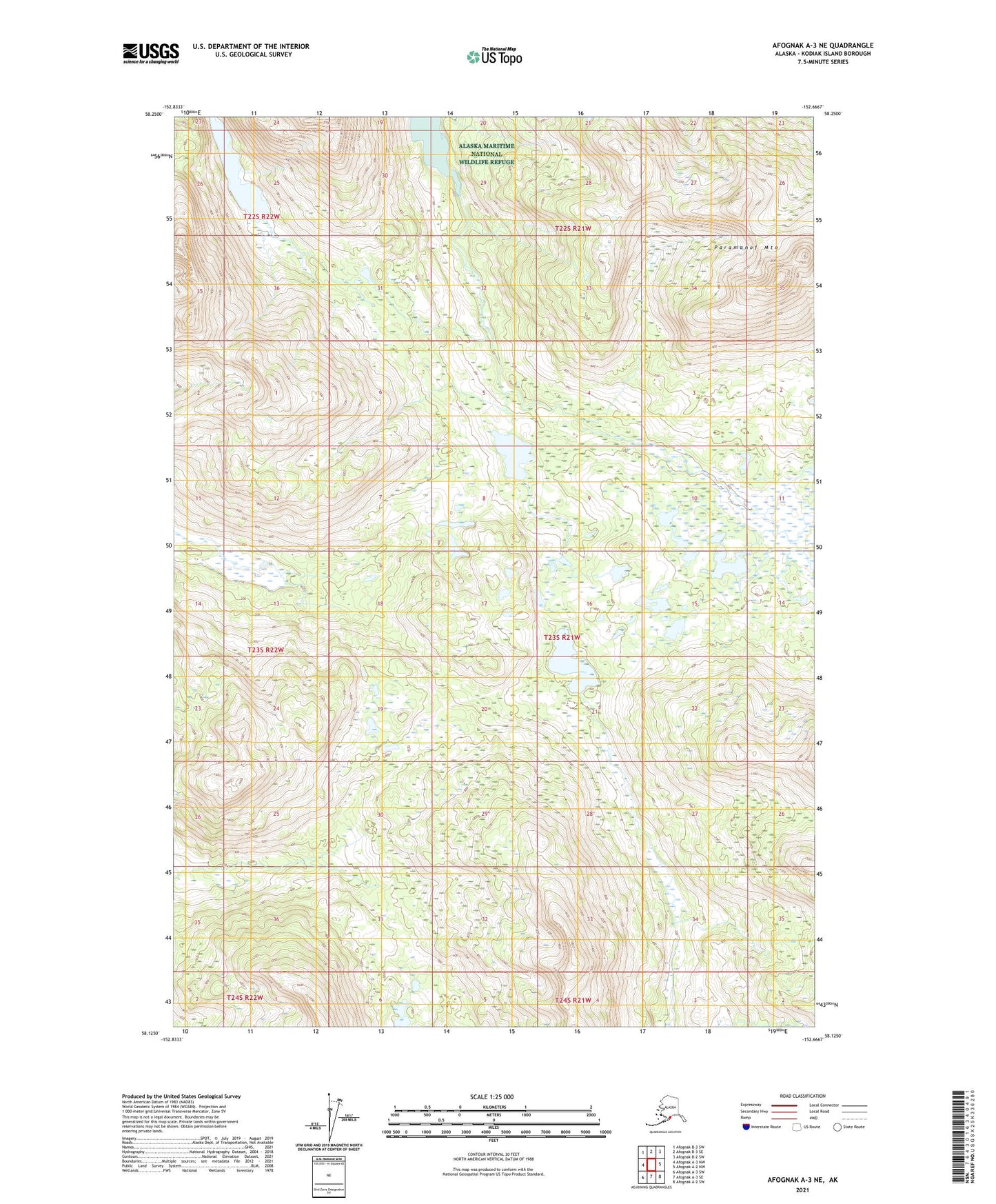 Afognak A-3 NE Alaska US Topo Map Image