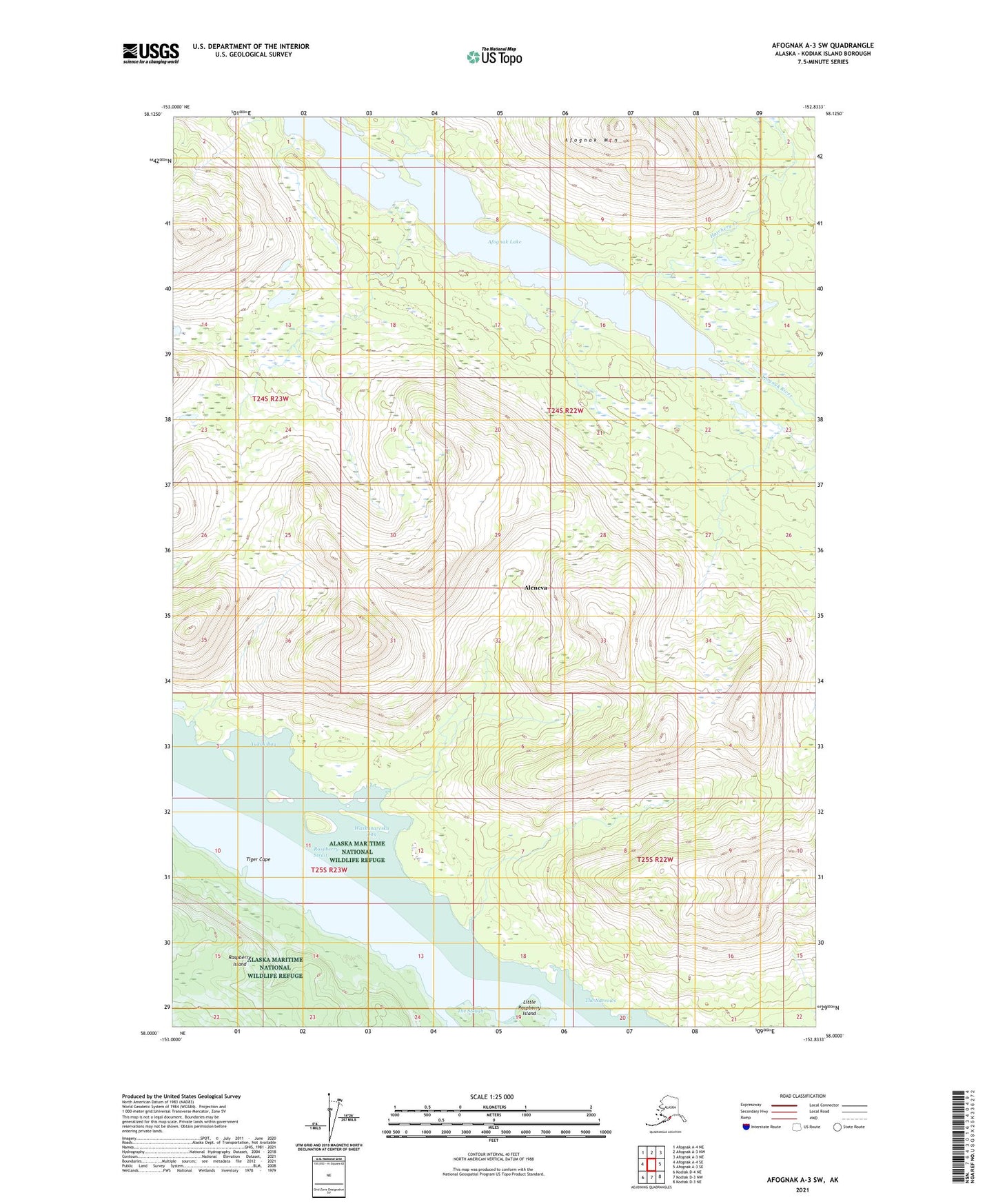 Afognak A-3 SW Alaska US Topo Map Image
