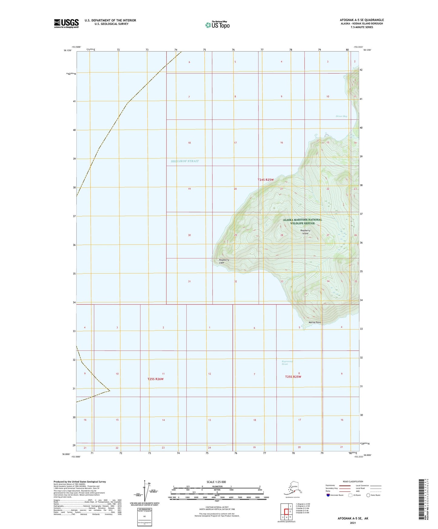 Afognak A-5 SE Alaska US Topo Map Image