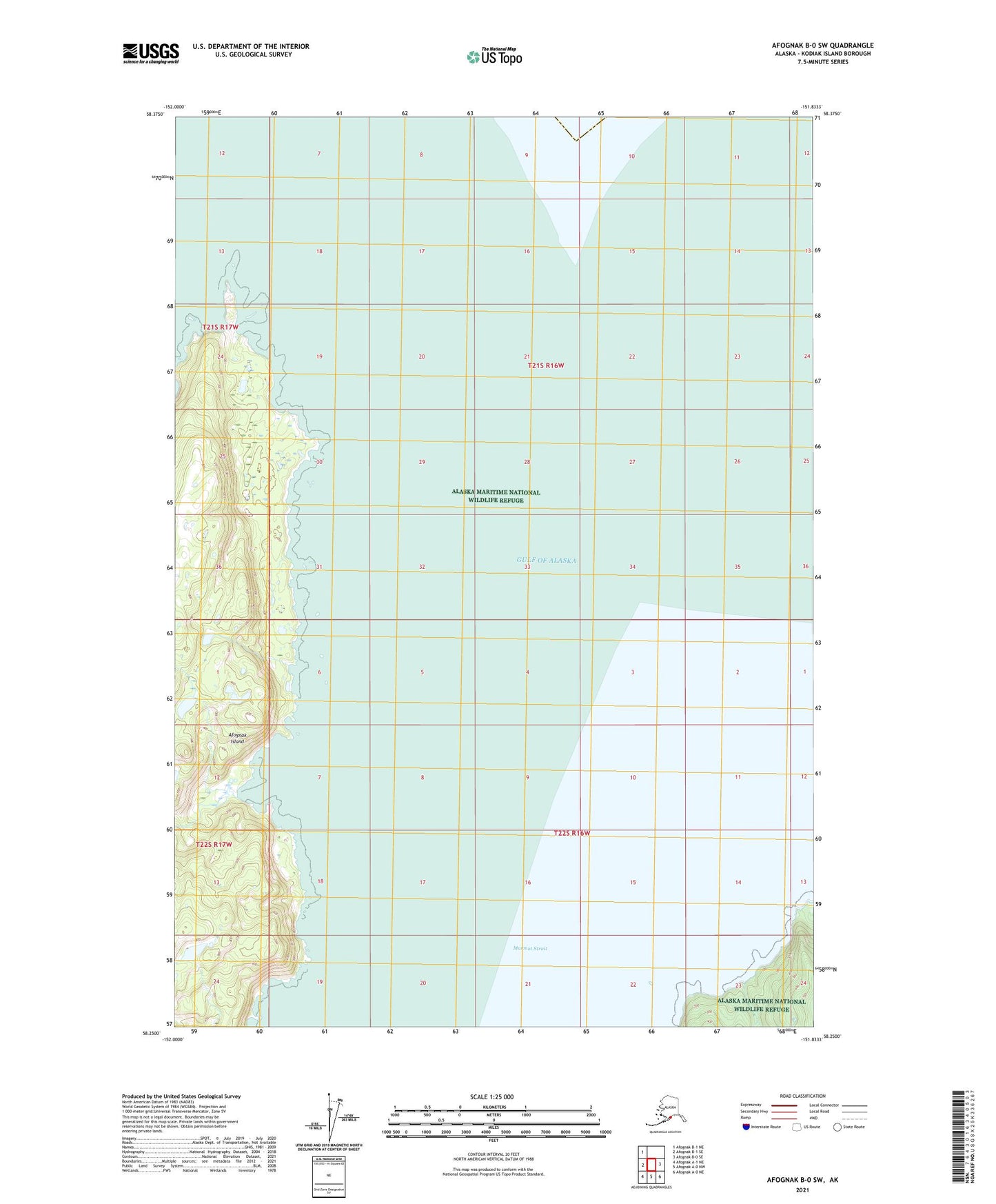 Afognak B-0 SW Alaska US Topo Map Image