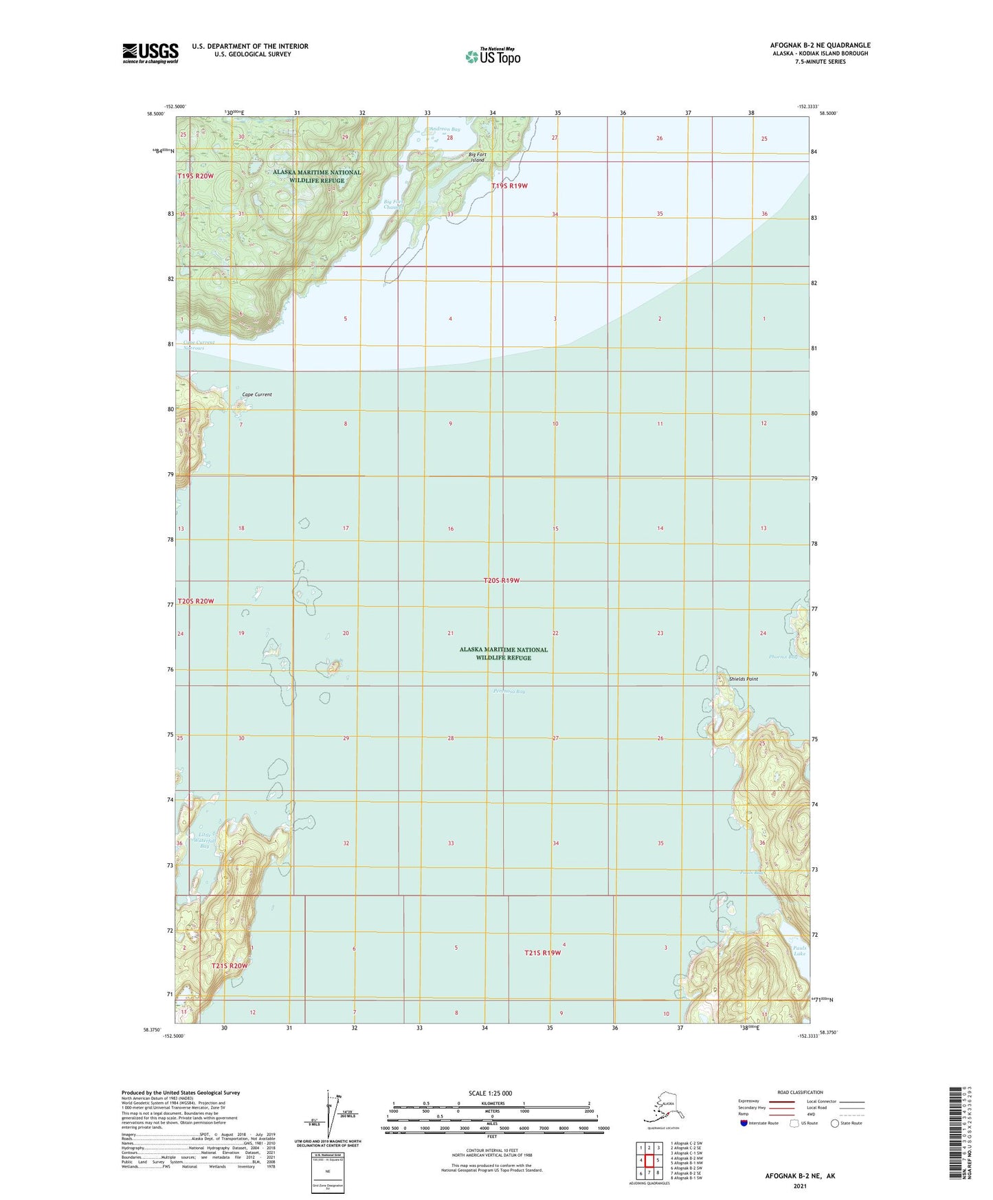 Afognak B-2 NE Alaska US Topo Map Image