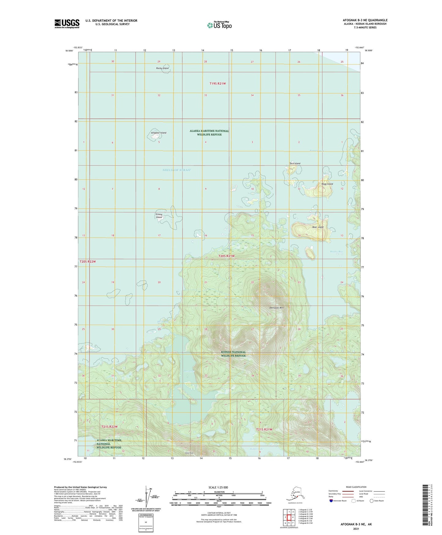 Afognak B-3 NE Alaska US Topo Map Image