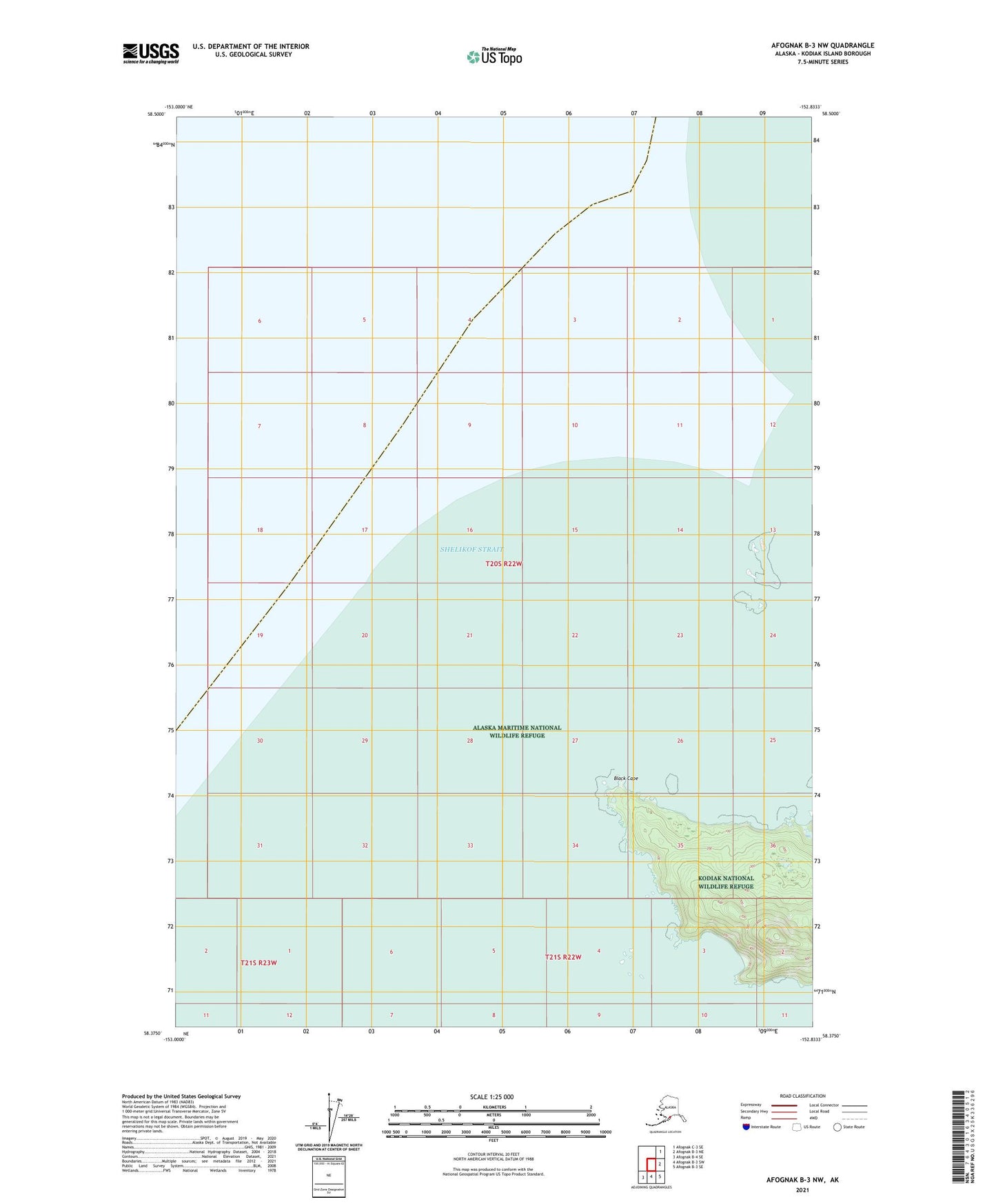 Afognak B-3 NW Alaska US Topo Map Image