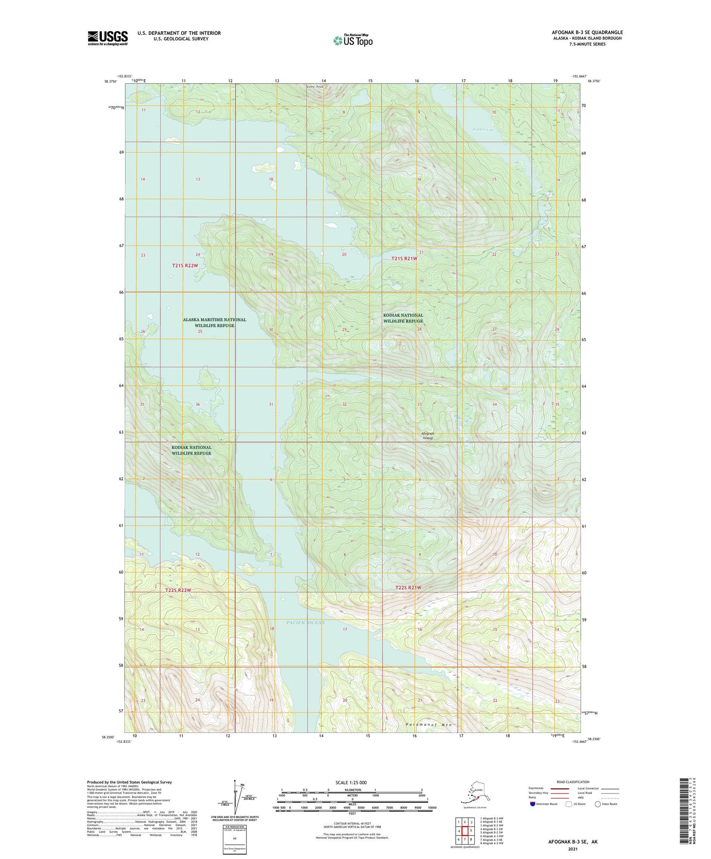 Afognak B-3 SE Alaska US Topo Map Image