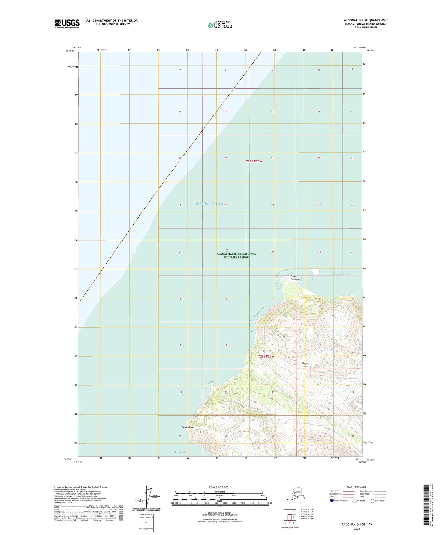 Afognak B-4 SE Alaska US Topo Map Image