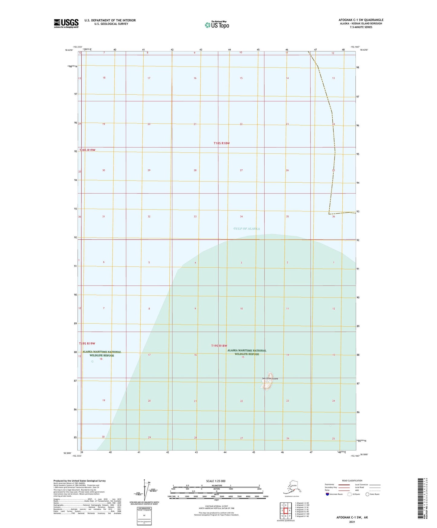 Afognak C-1 SW Alaska US Topo Map Image