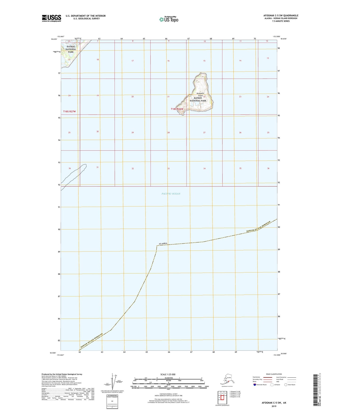 Afognak C-5 SW Alaska US Topo Map Image