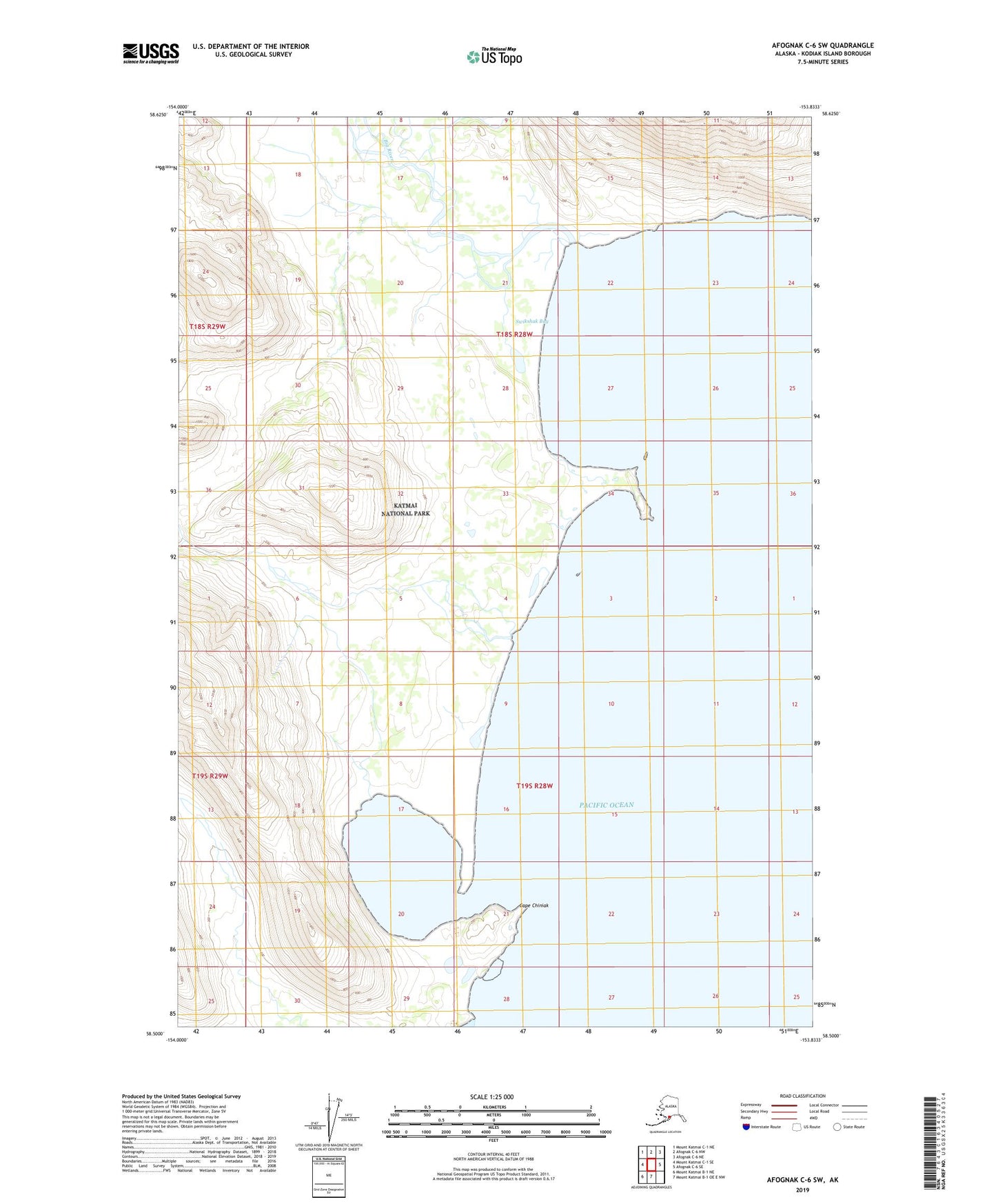 Afognak C-6 SW Alaska US Topo Map Image