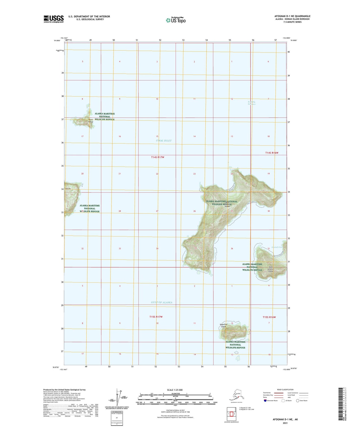 Afognak D-1 NE Alaska US Topo Map Image