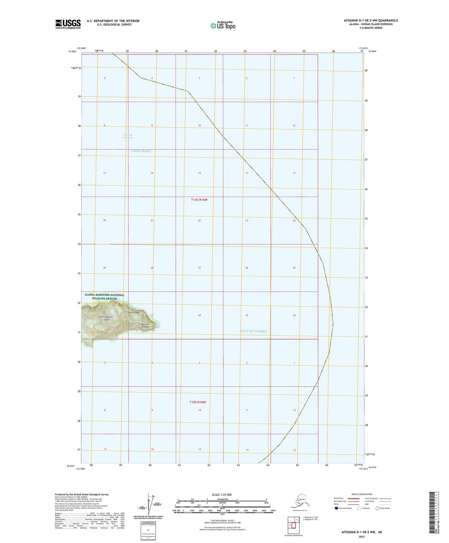 Afognak D-1 OE E NW Alaska US Topo Map Image