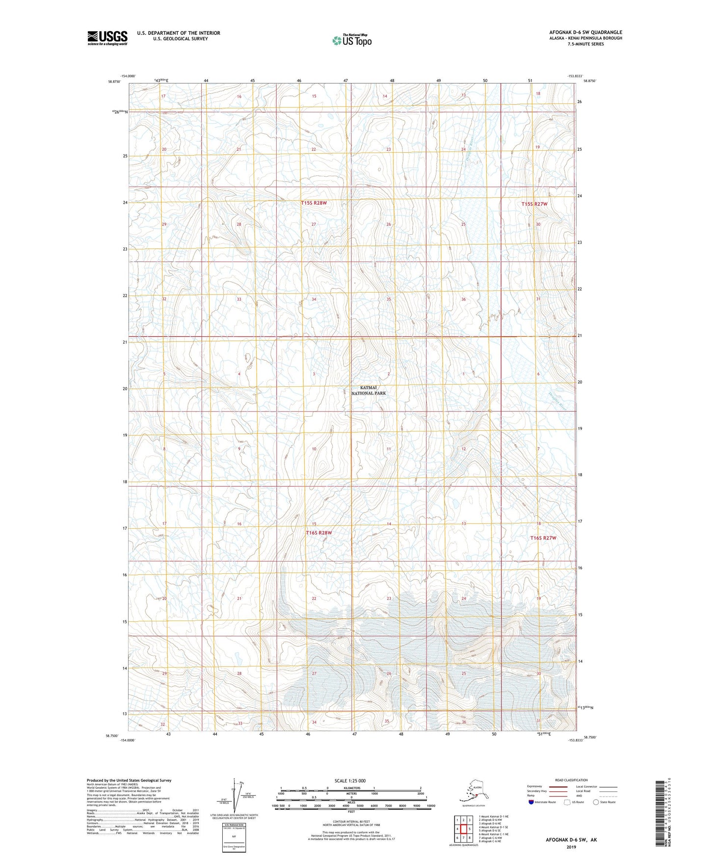 Afognak D-6 SW Alaska US Topo Map Image