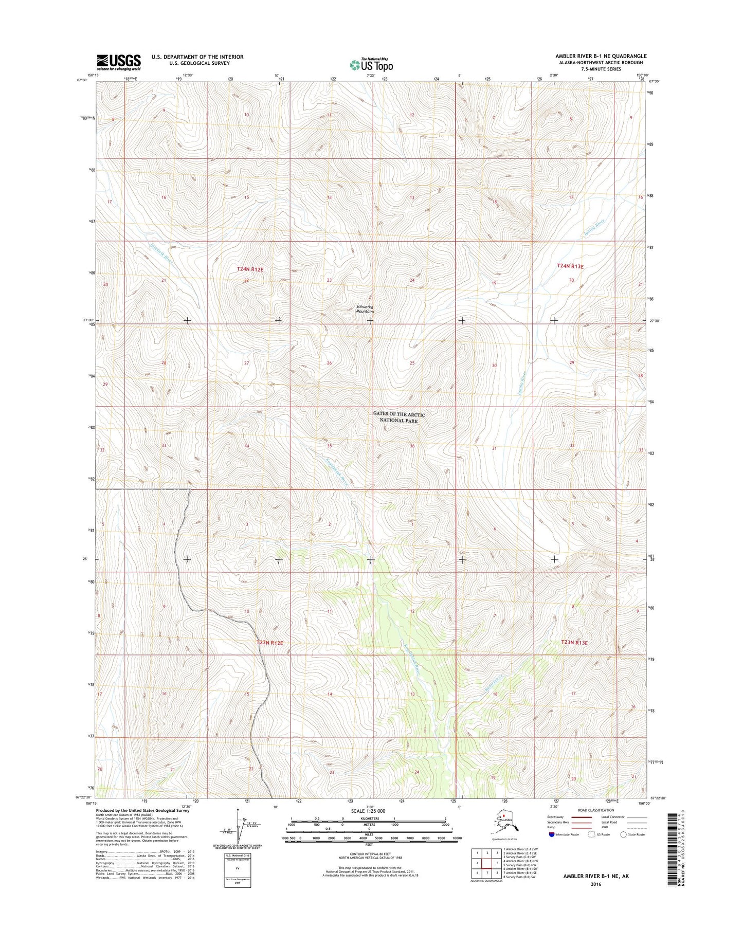 Ambler River B-1 NE Alaska US Topo Map Image