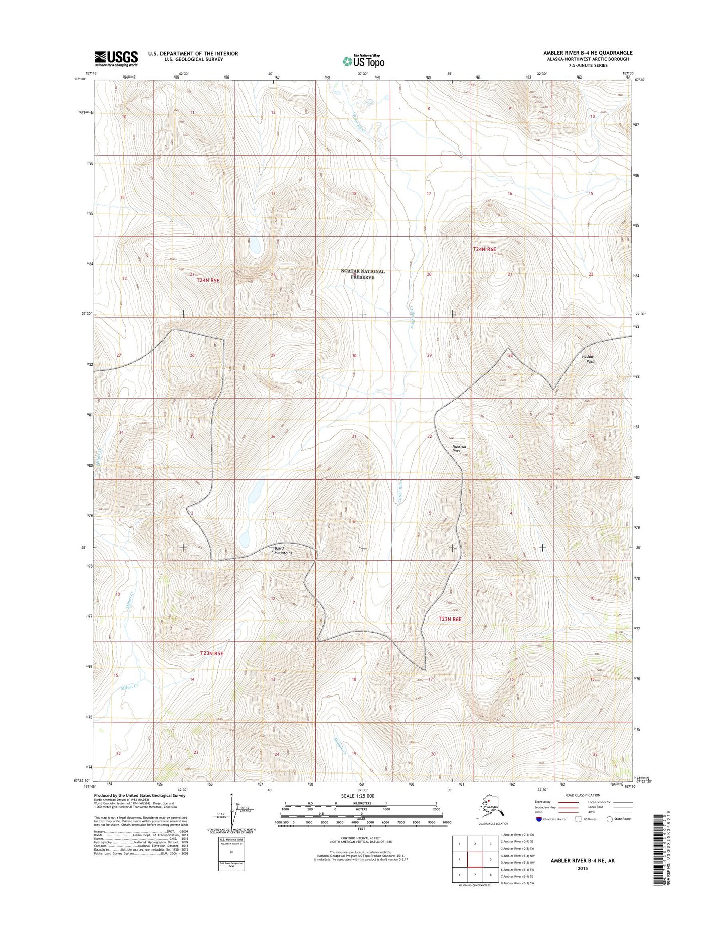 Ambler River B-4 NE Alaska US Topo Map Image