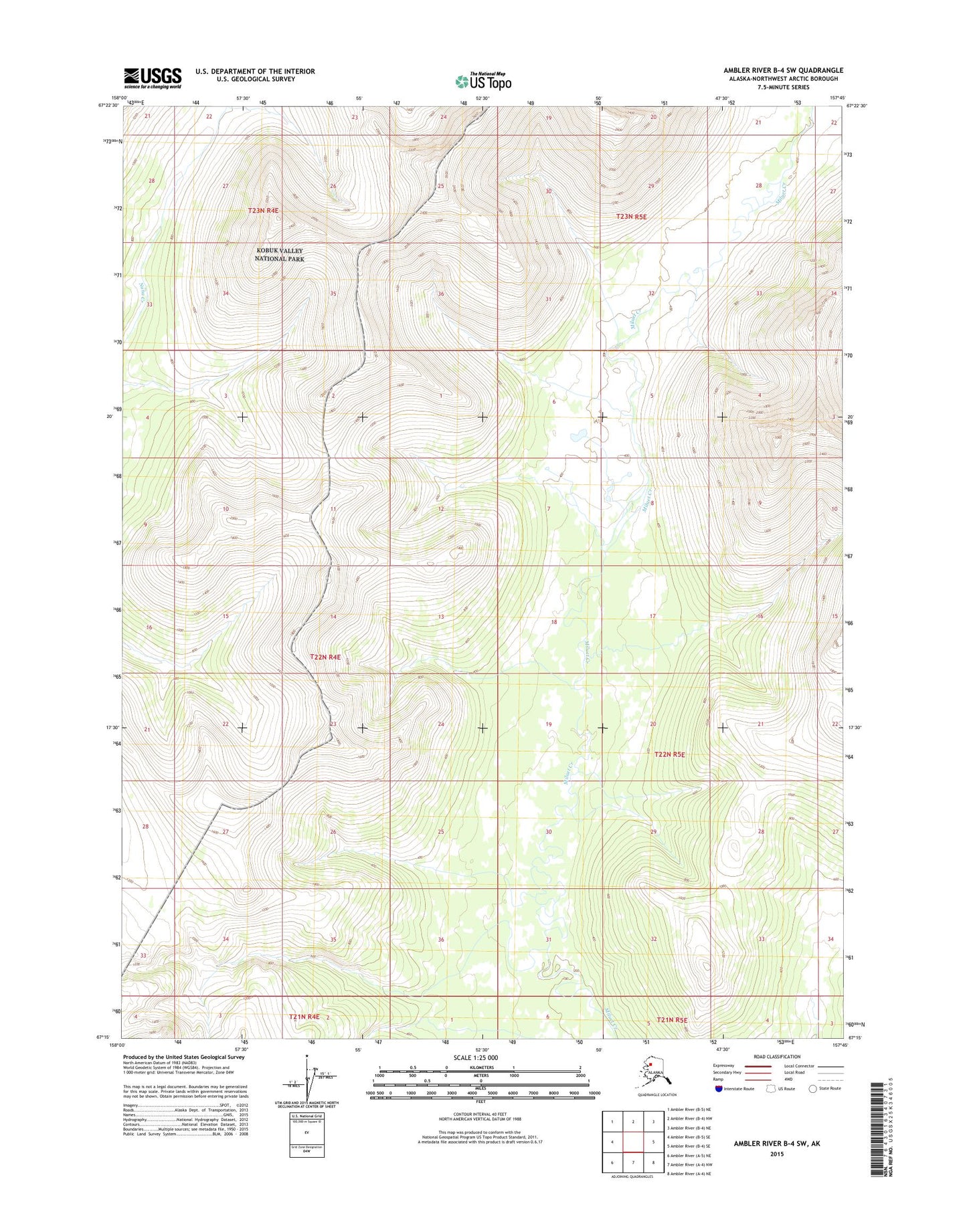 Ambler River B-4 SW Alaska US Topo Map Image