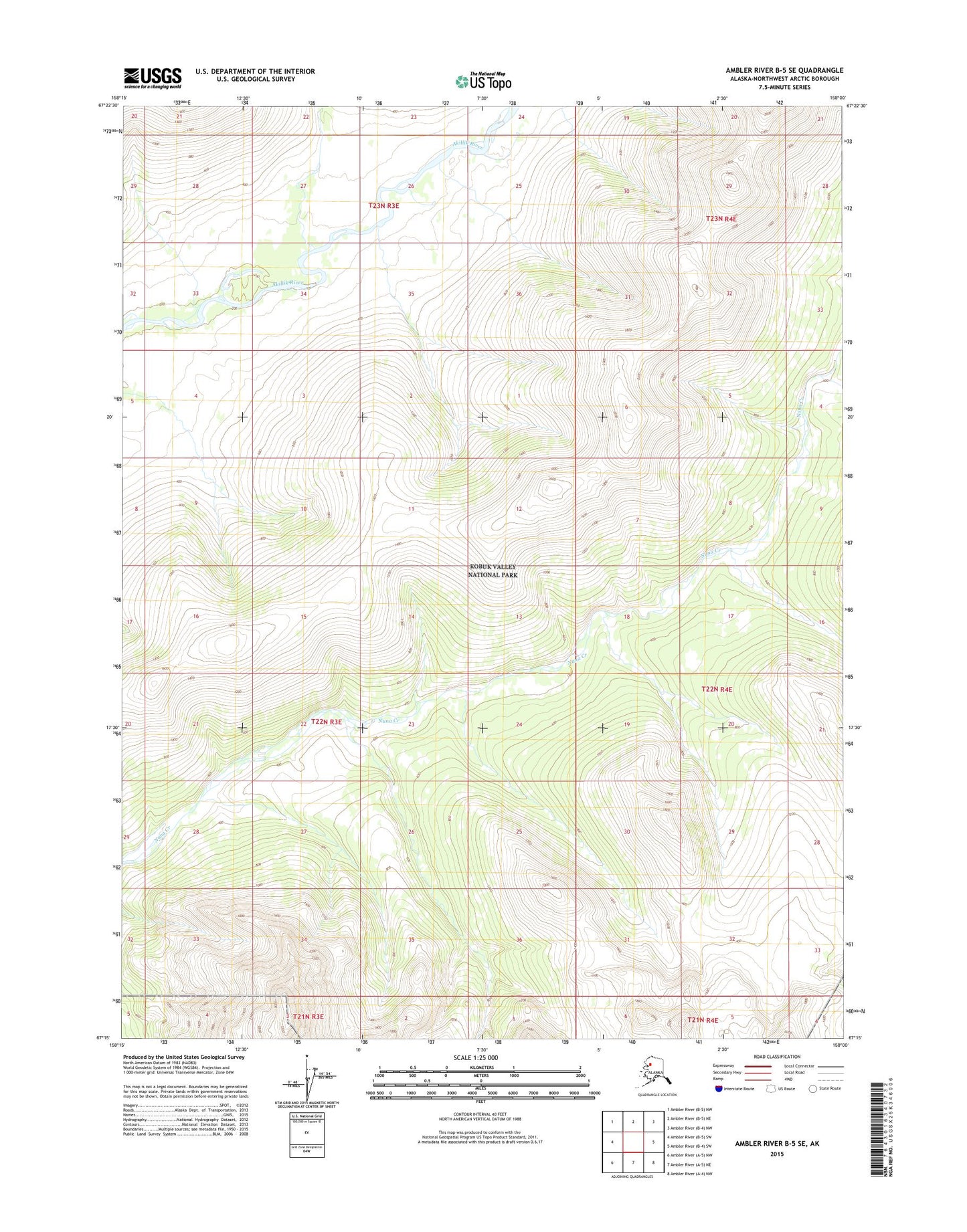 Ambler River B-5 SE Alaska US Topo Map Image