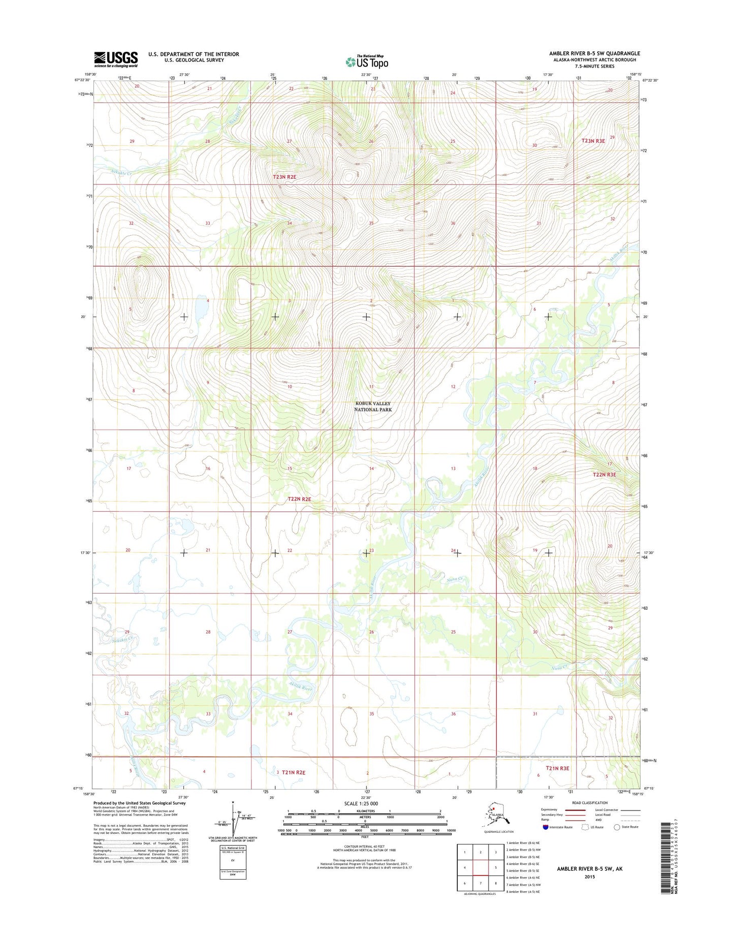 Ambler River B-5 SW Alaska US Topo Map Image