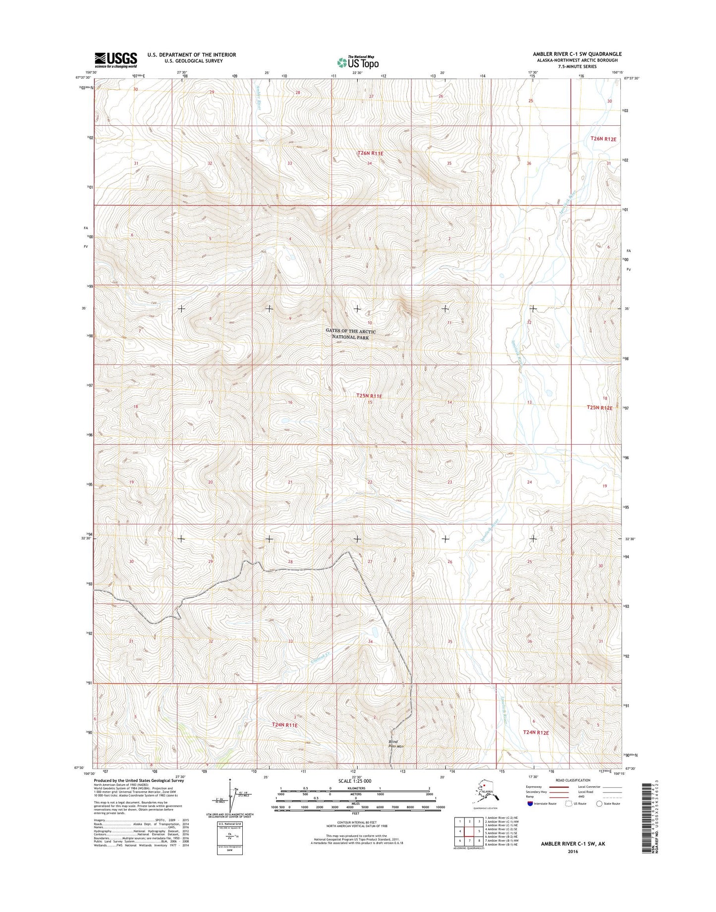 Ambler River C-1 SW Alaska US Topo Map Image