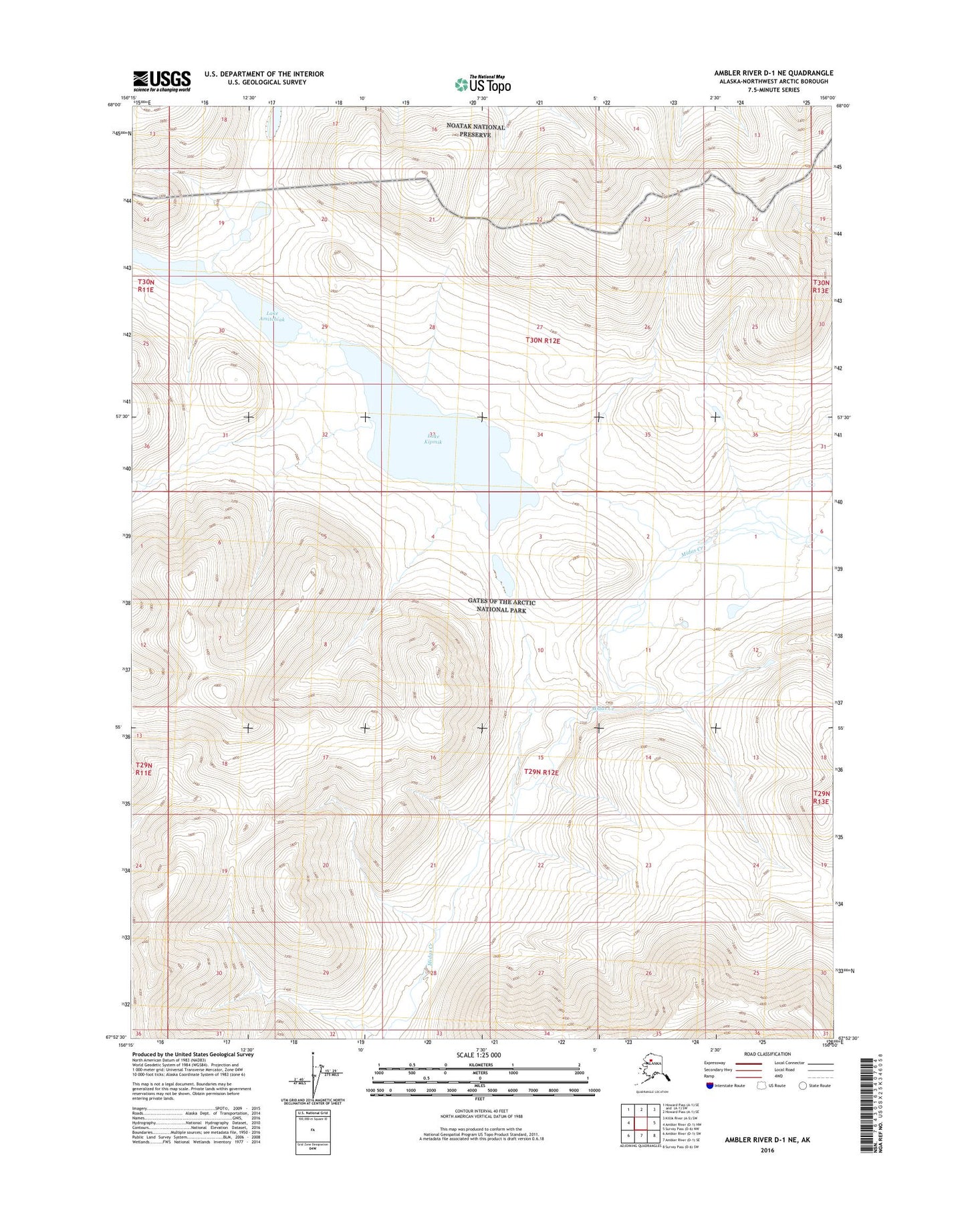 Ambler River D-1 NE Alaska US Topo Map Image