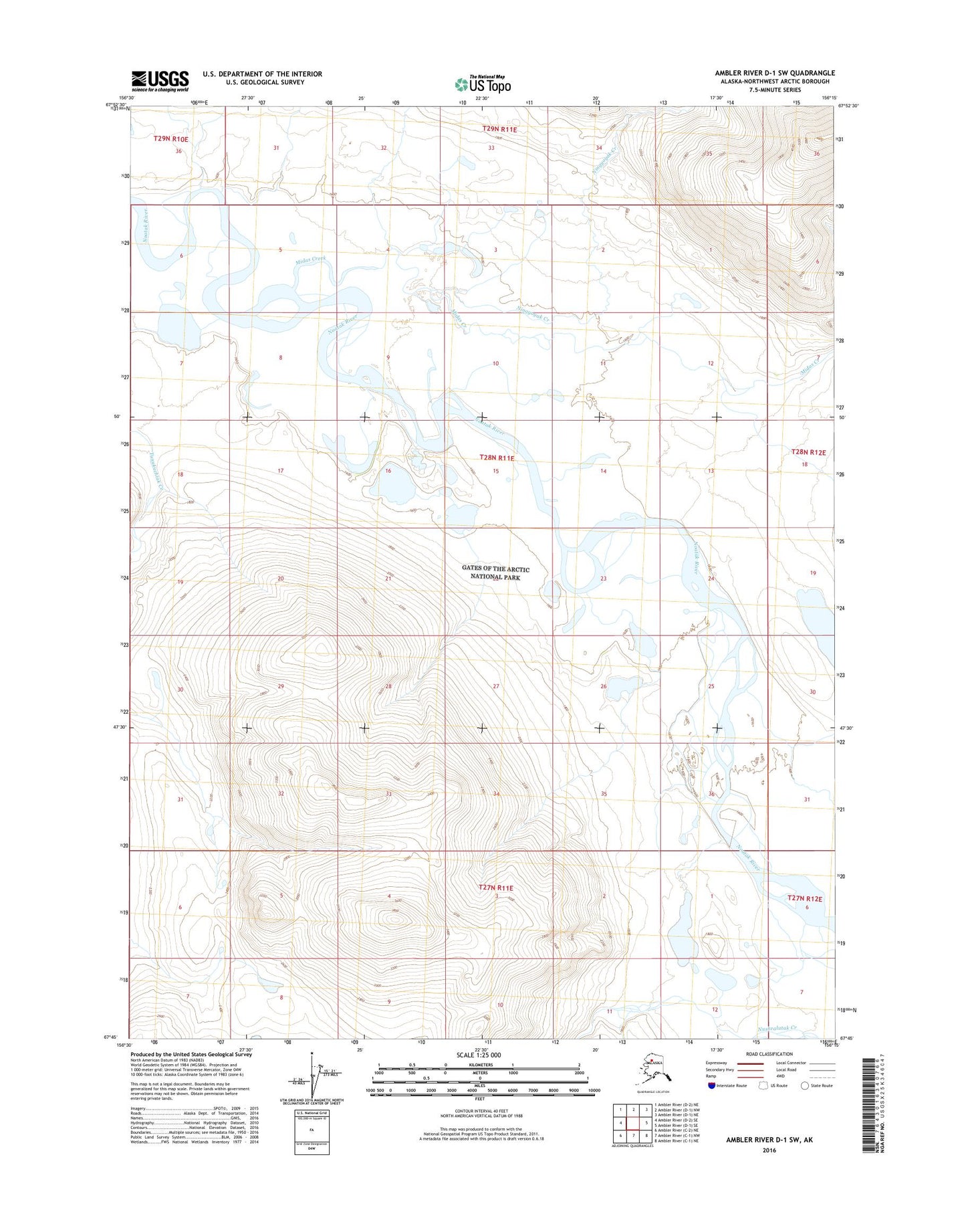Ambler River D-1 SW Alaska US Topo Map Image