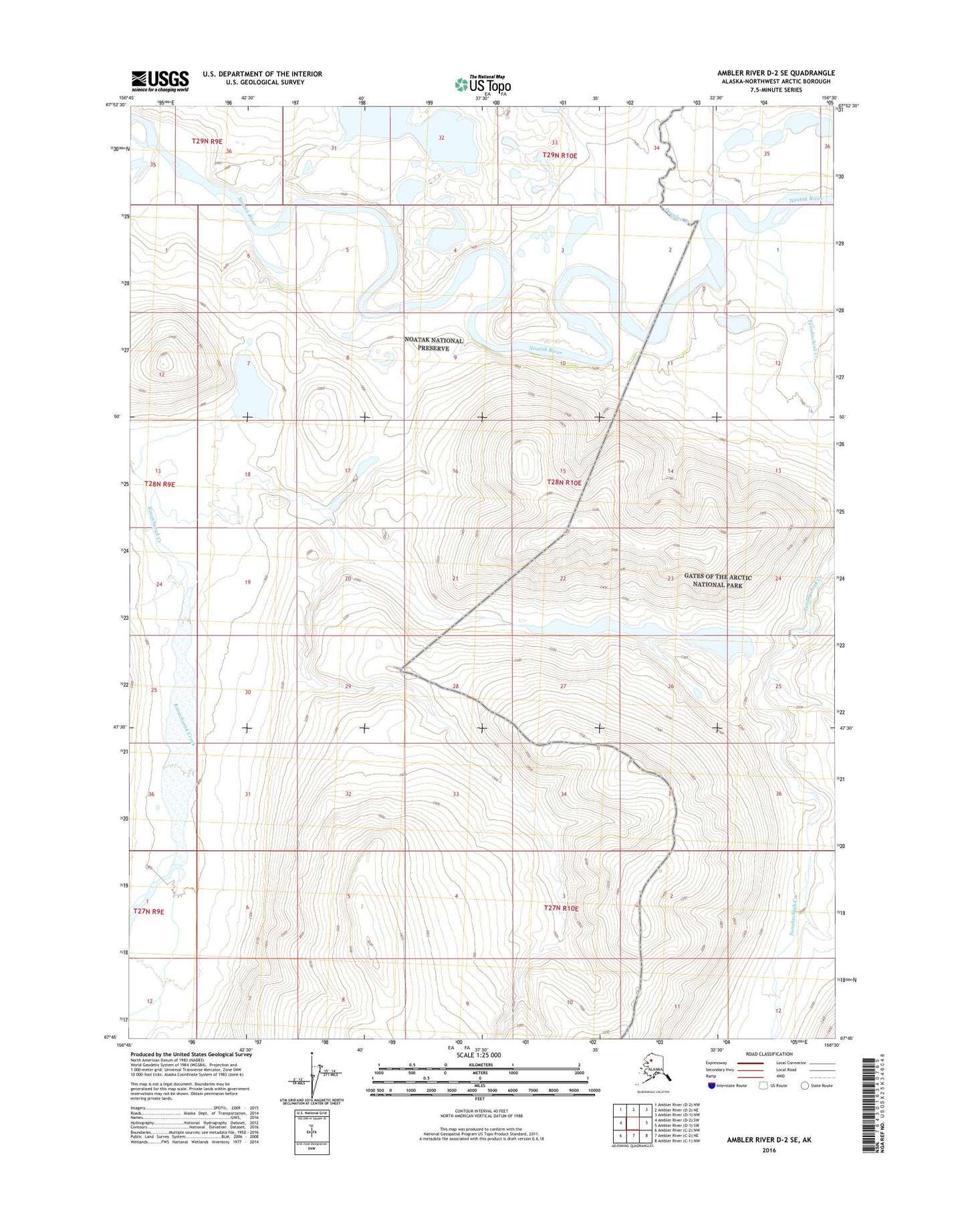 Ambler River D-2 SE Alaska US Topo Map Image