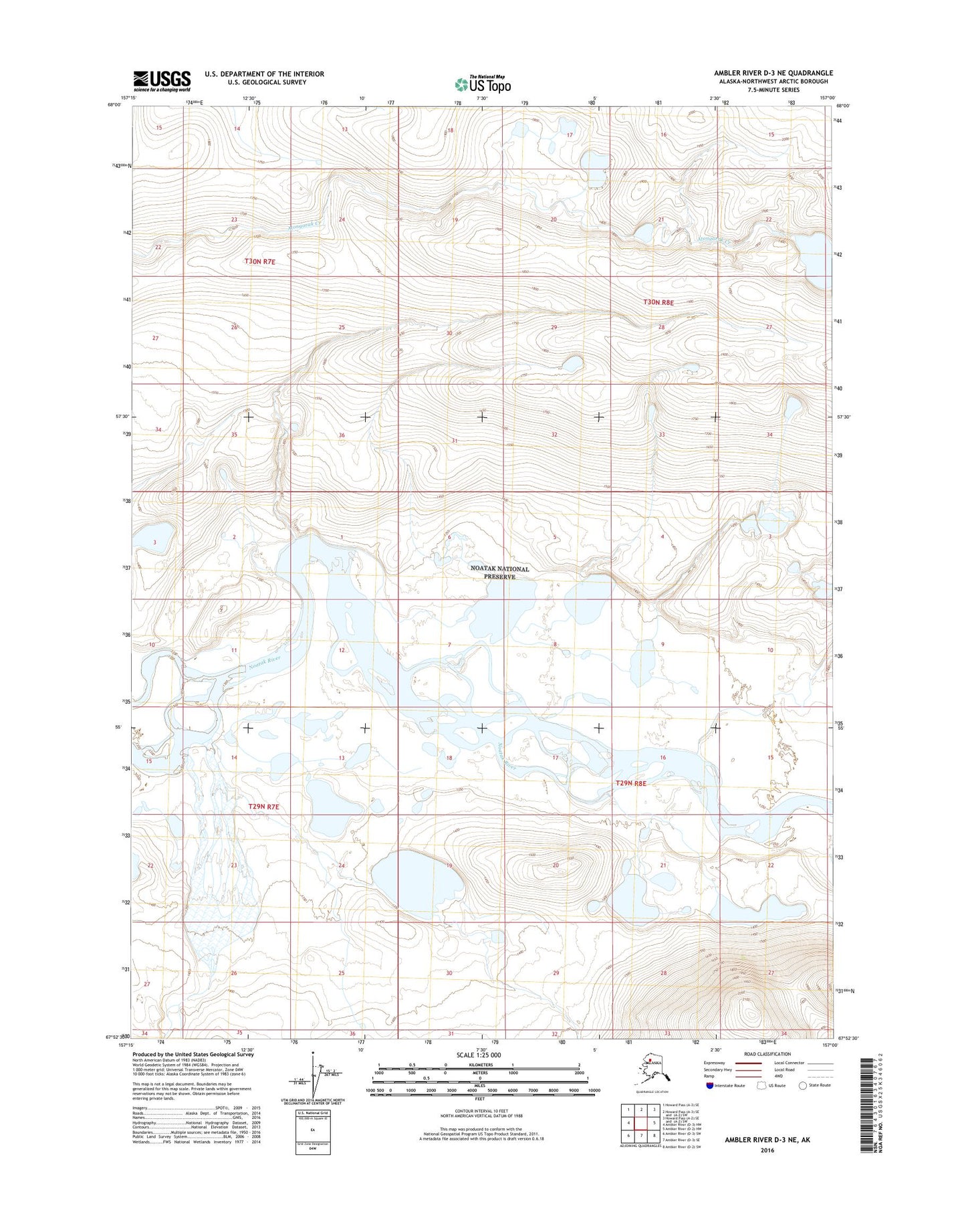Ambler River D-3 NE Alaska US Topo Map Image