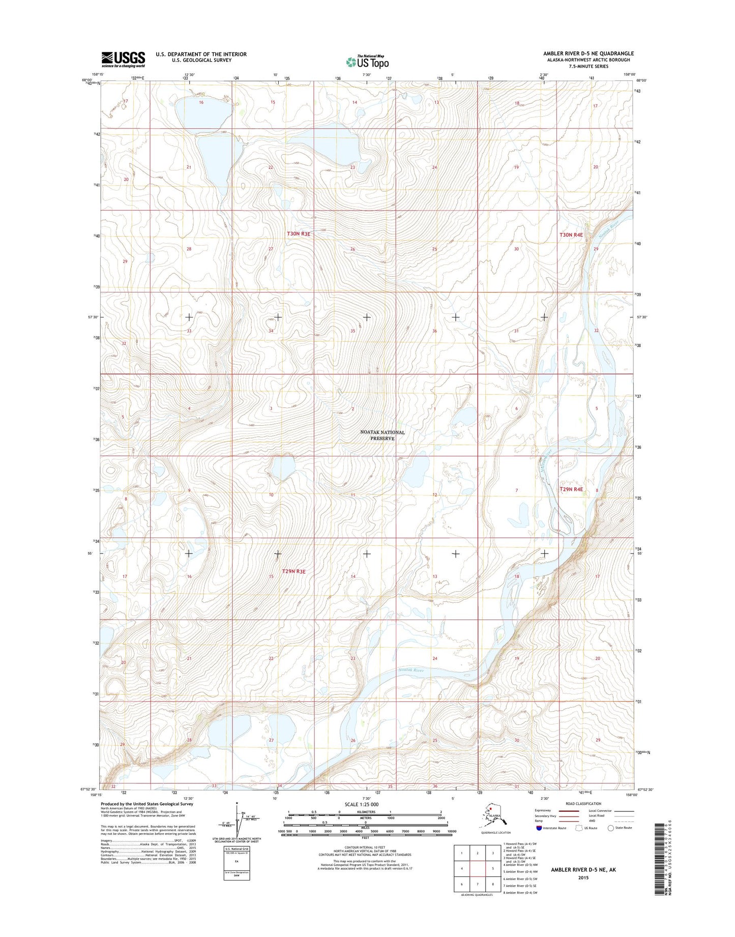 Ambler River D-5 NE Alaska US Topo Map Image