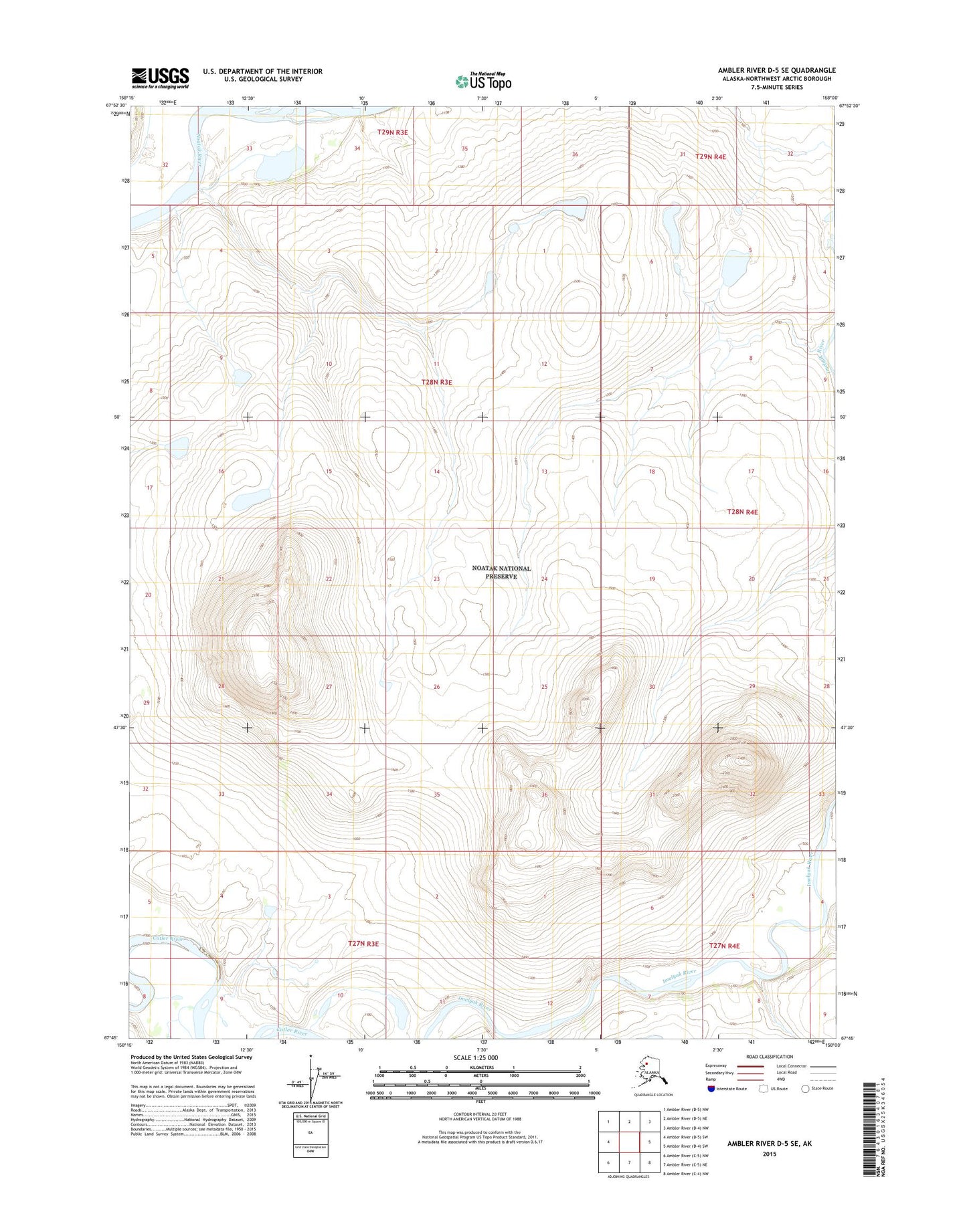 Ambler River D-5 SE Alaska US Topo Map Image