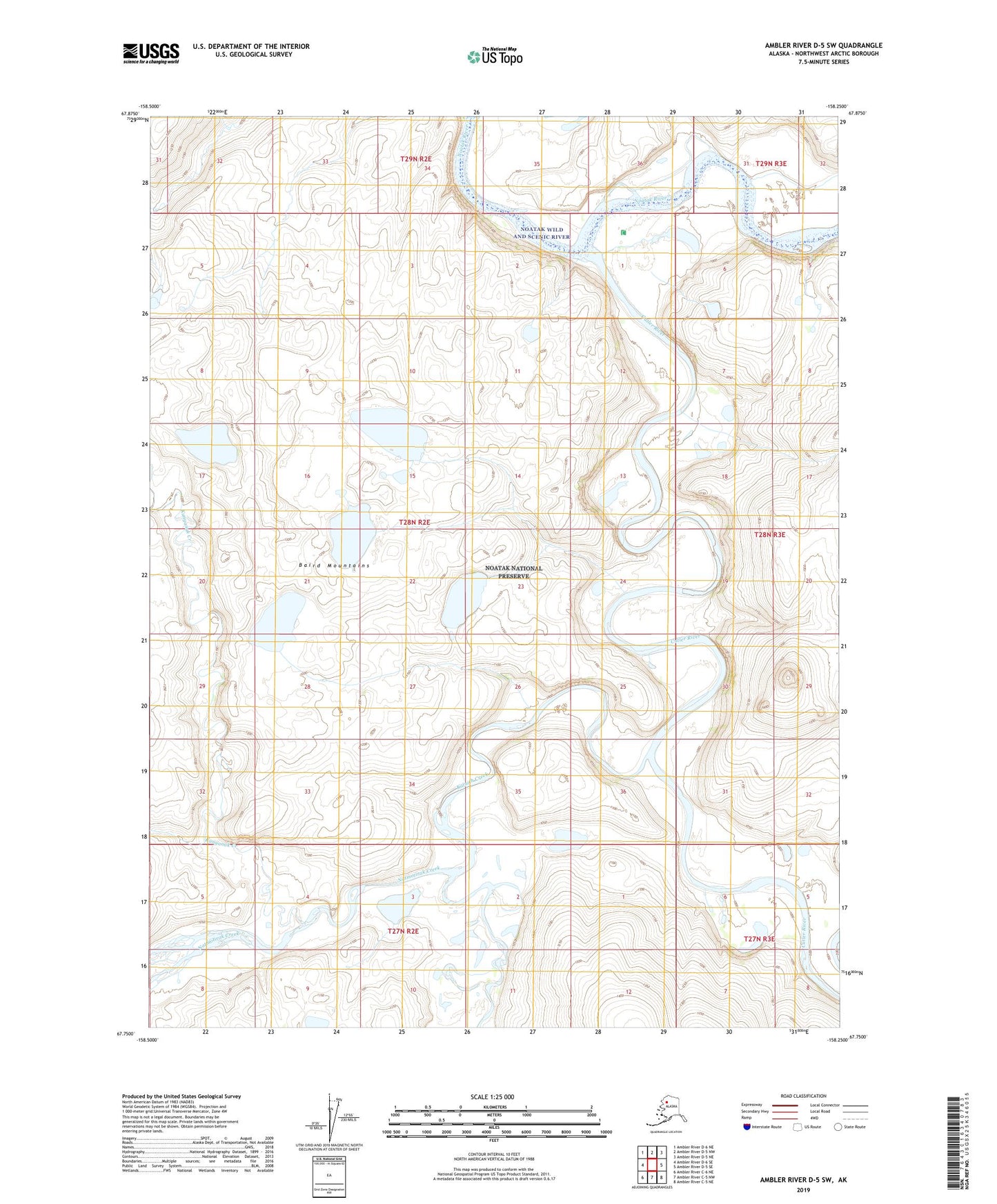 Ambler River D-5 SW Alaska US Topo Map Image