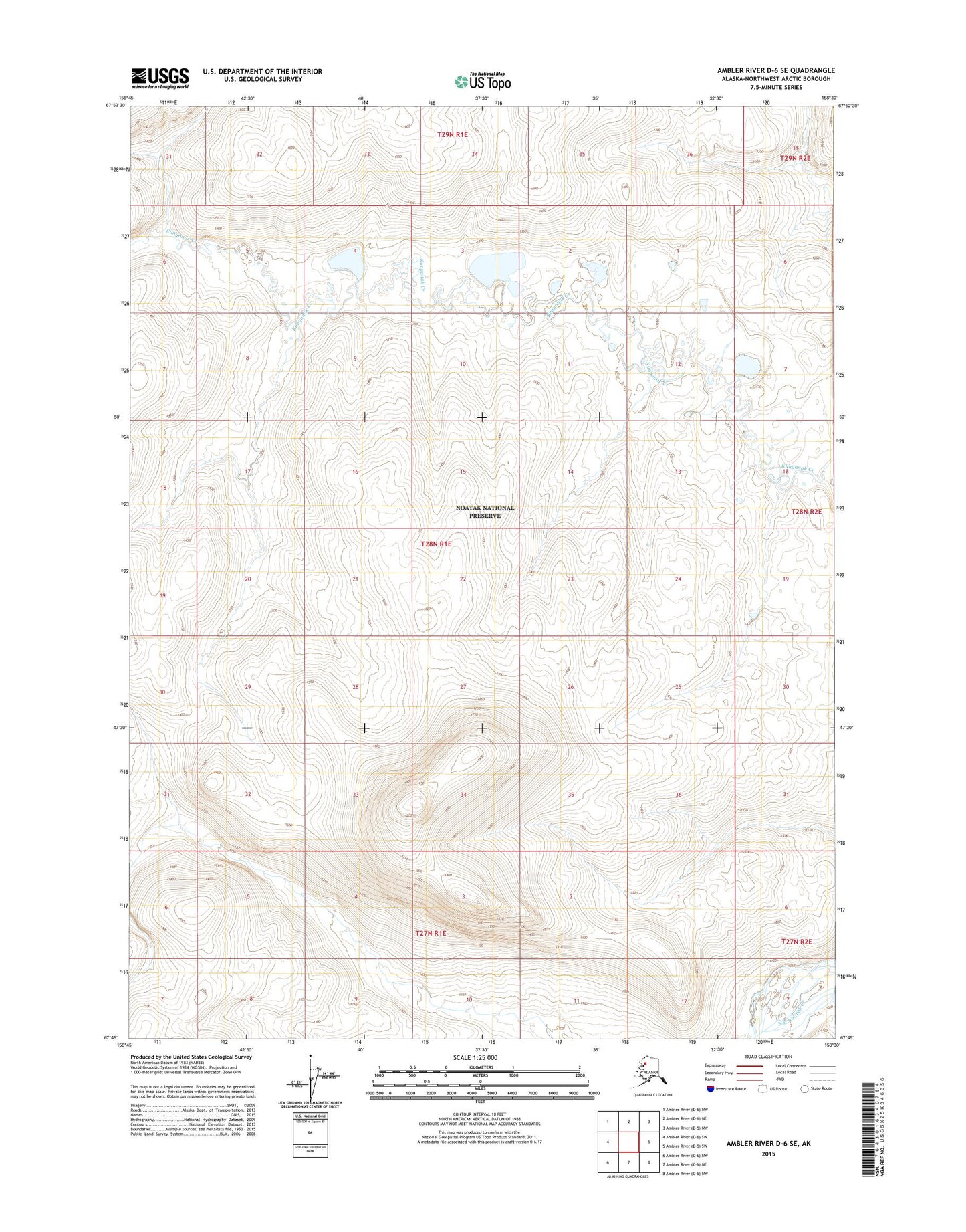 Ambler River D-6 SE Alaska US Topo Map Image