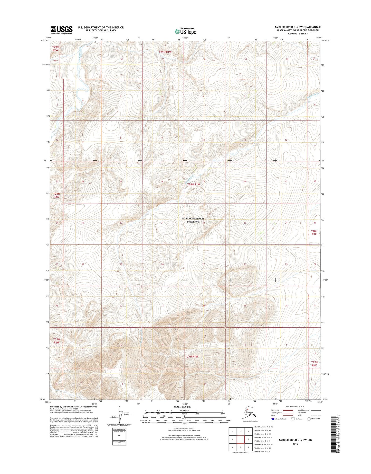 Ambler River D-6 SW Alaska US Topo Map Image