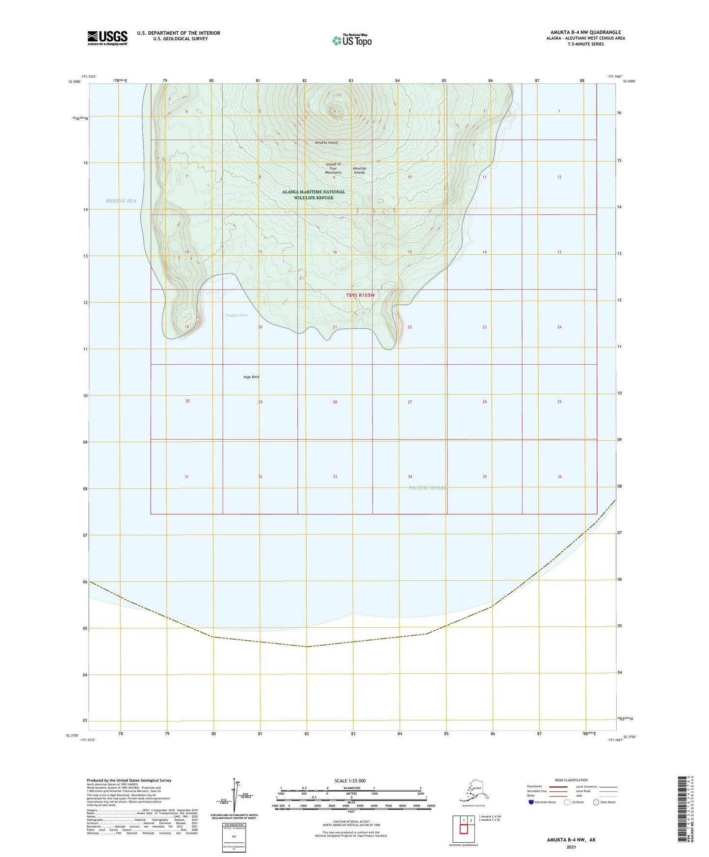 Amukta B-4 NW Alaska US Topo Map Image
