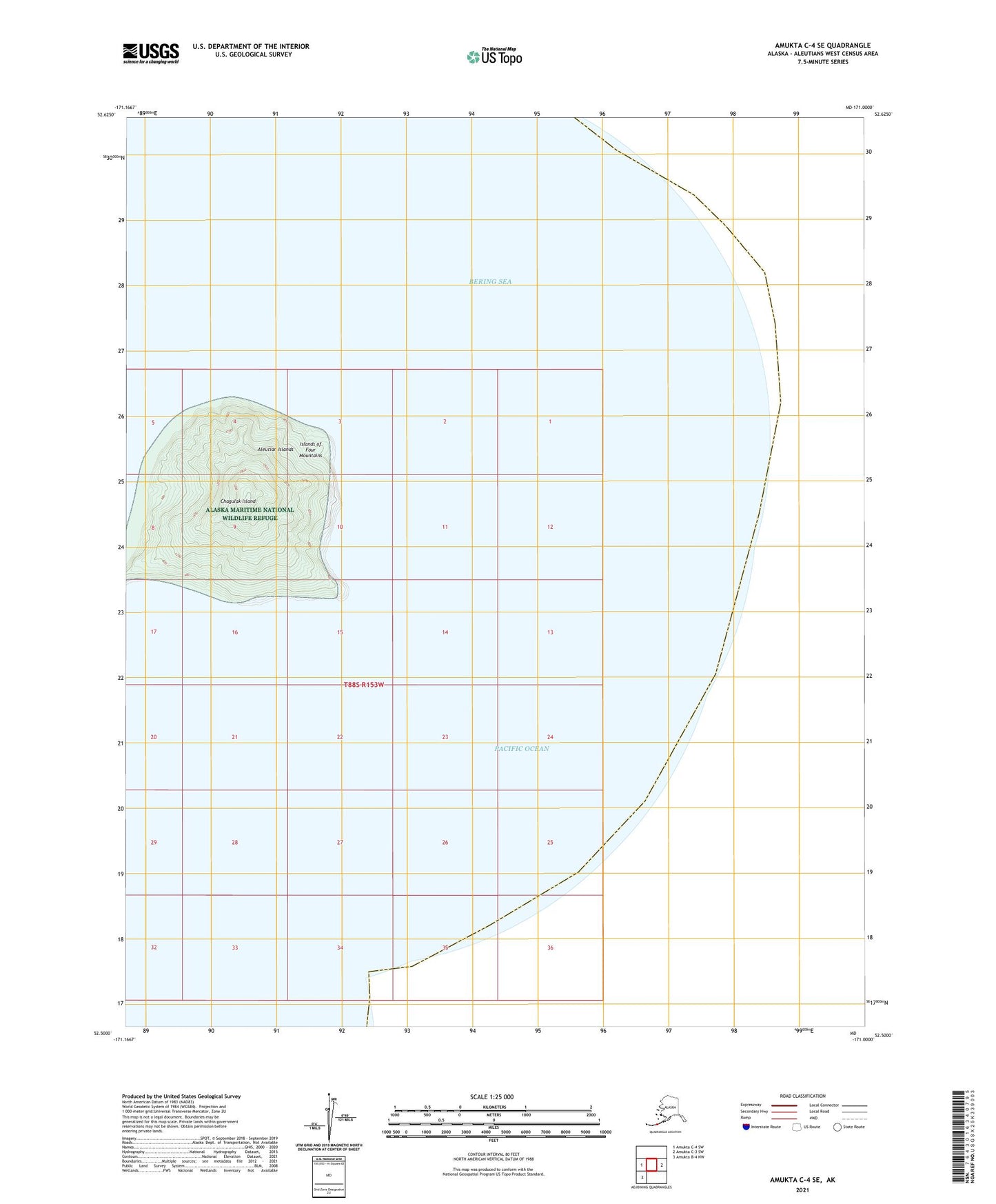 Amukta C-4 SE Alaska US Topo Map Image