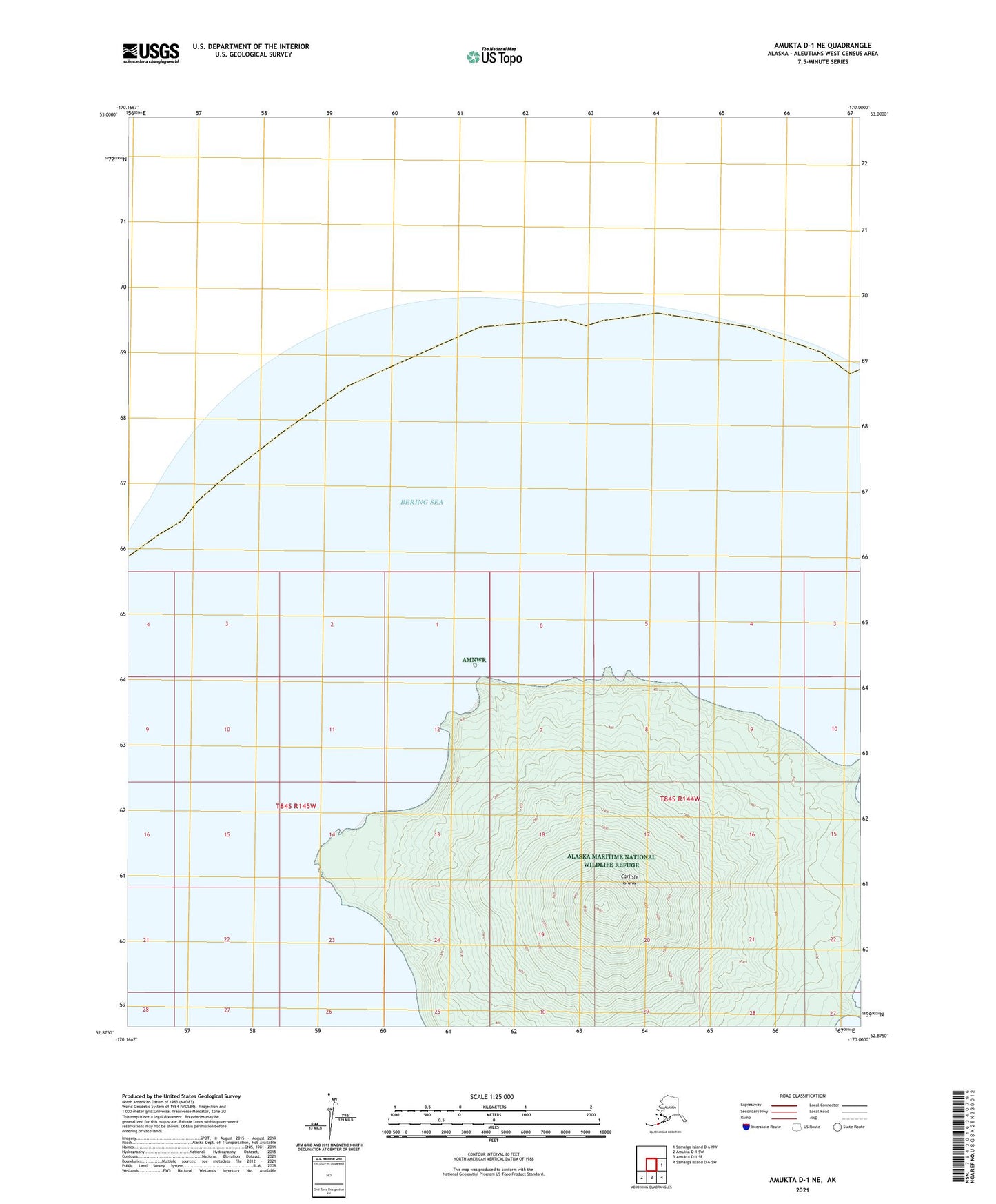 Amukta D-1 NE Alaska US Topo Map Image