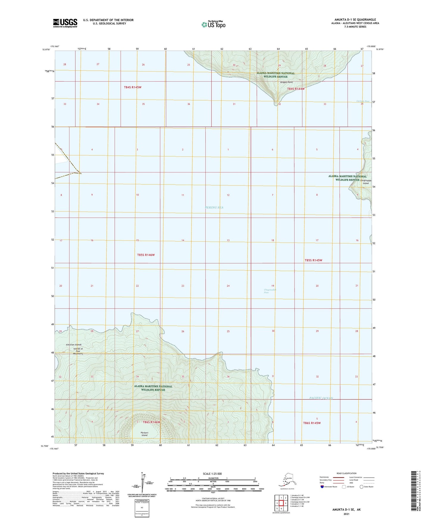 Amukta D-1 SE Alaska US Topo Map Image
