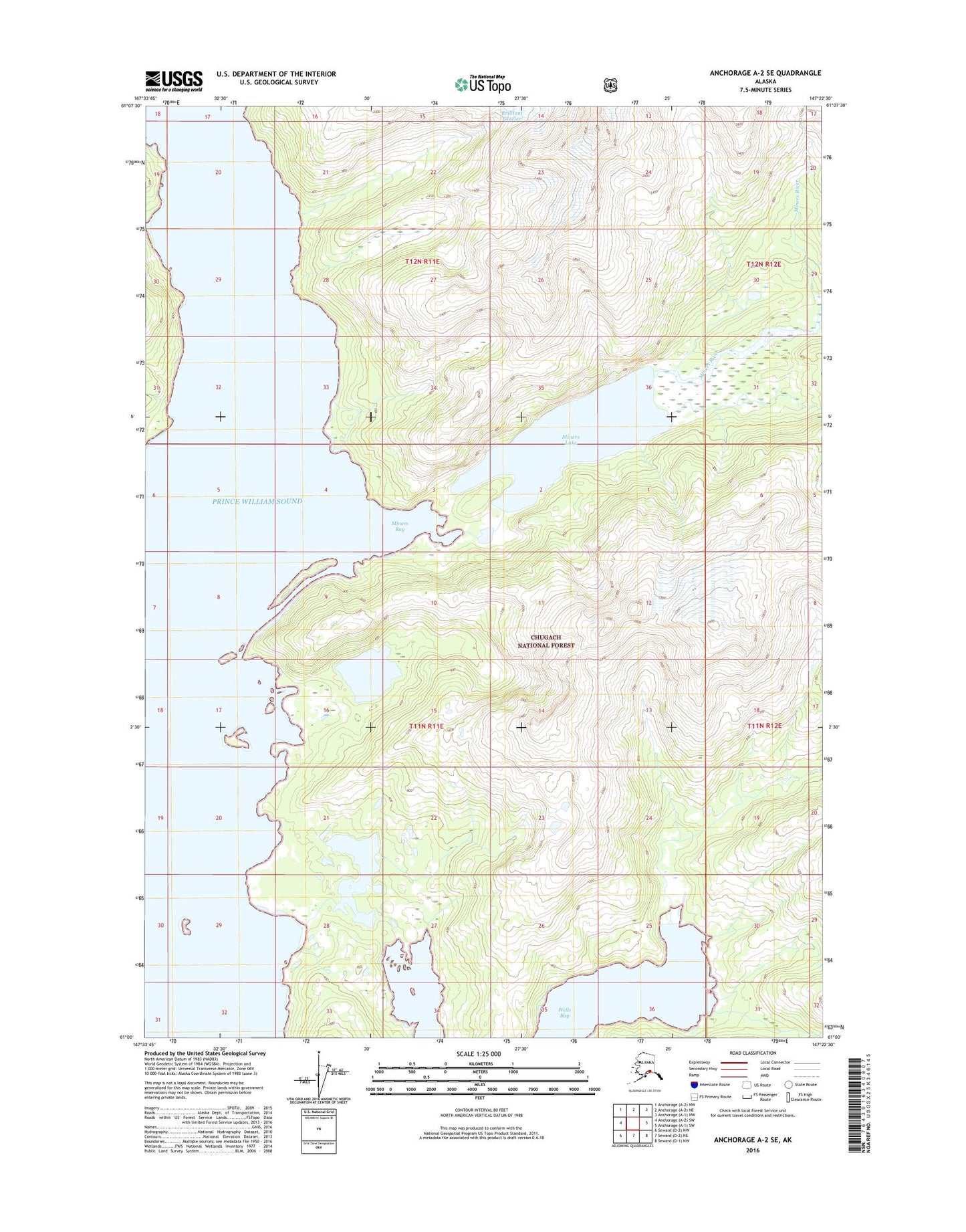 Anchorage A-2 SE Alaska US Topo Map Image