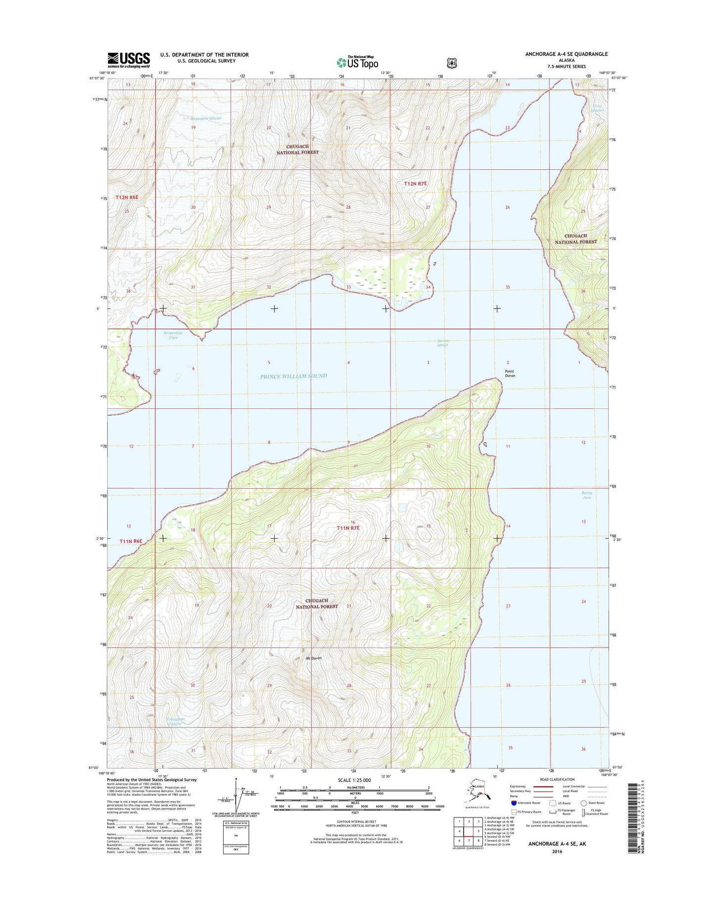 Anchorage A-4 SE Alaska US Topo Map Image