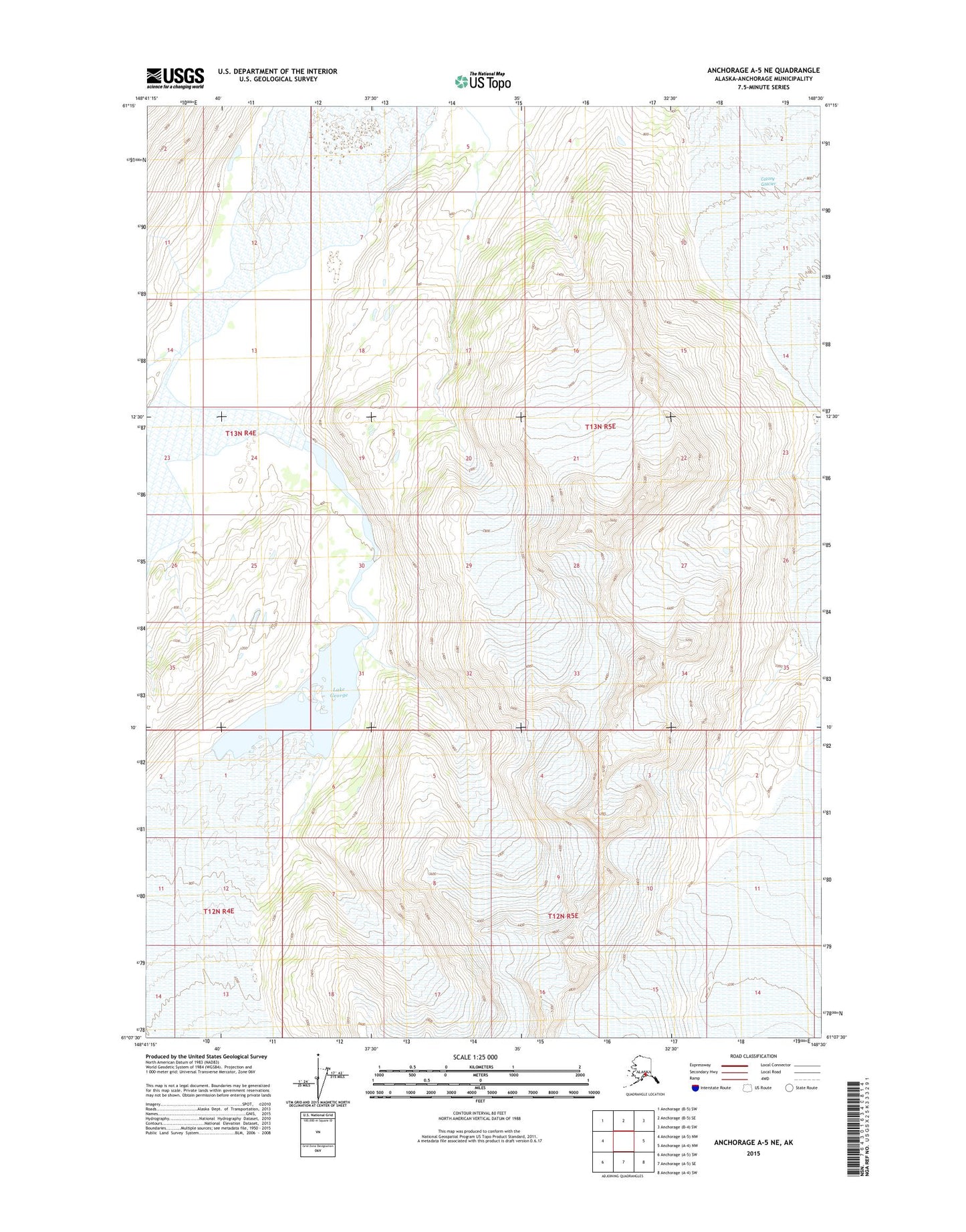 Anchorage A-5 NE Alaska US Topo Map Image
