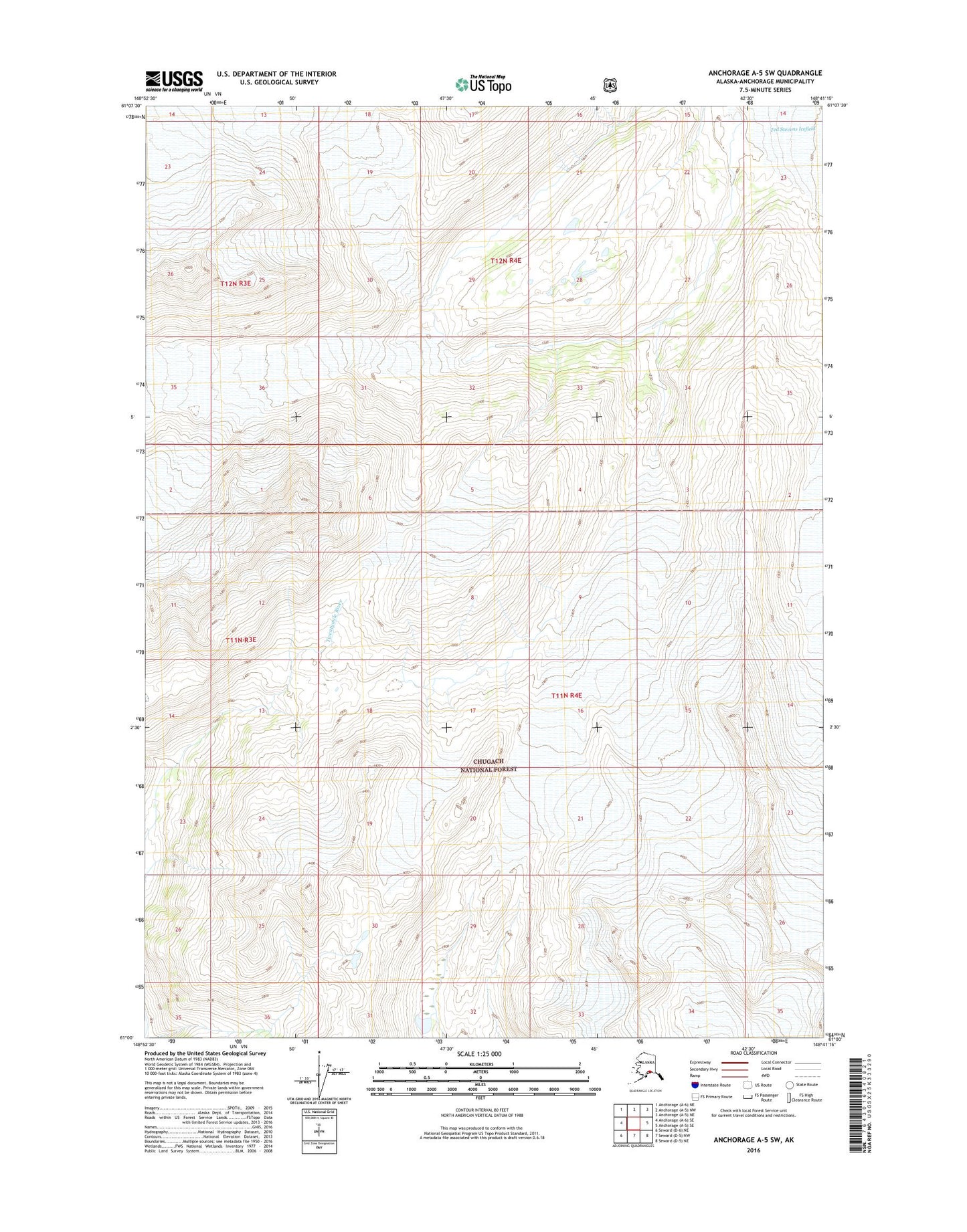 Anchorage A-5 SW Alaska US Topo Map Image