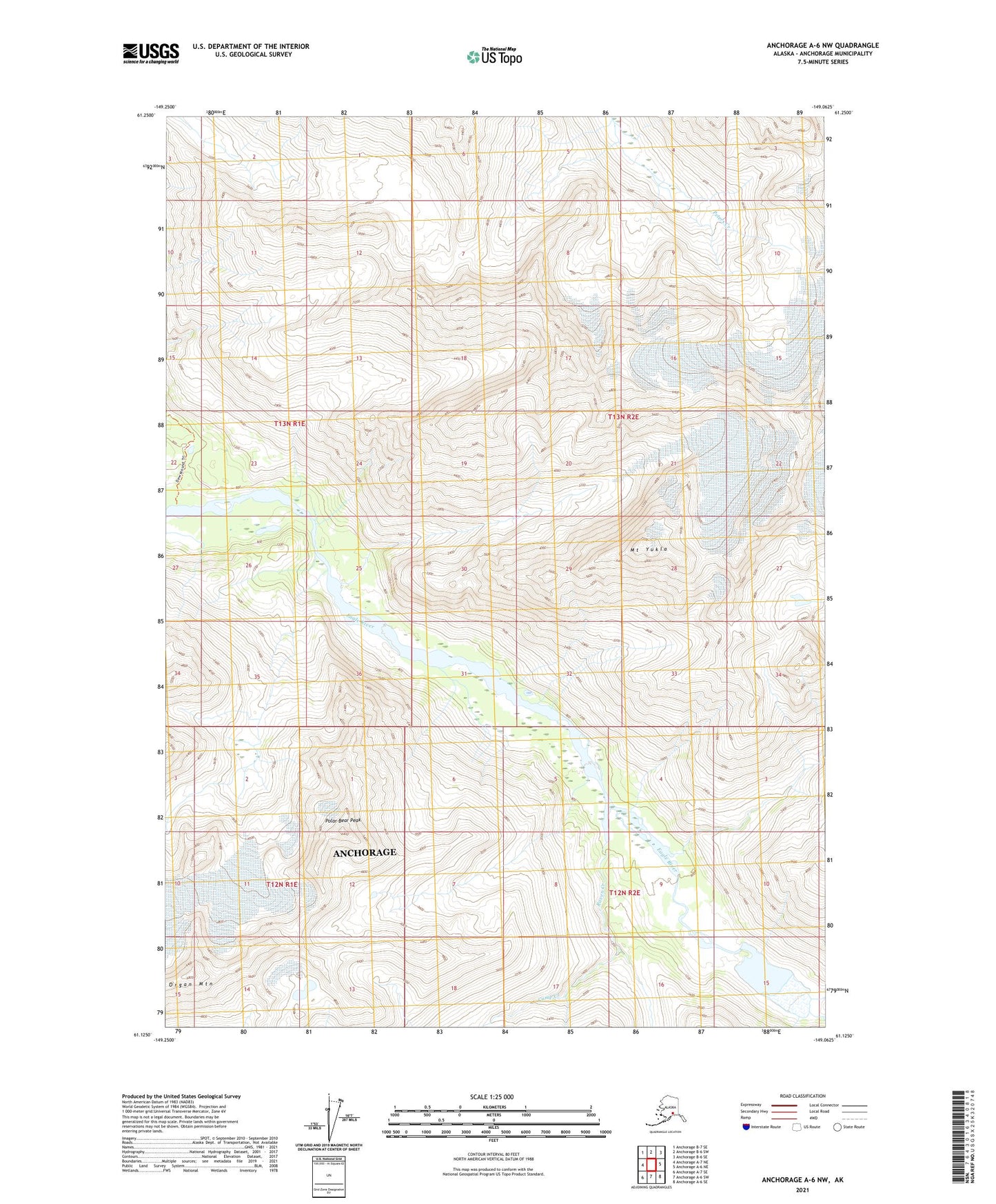Anchorage A-6 NW Alaska US Topo Map Image