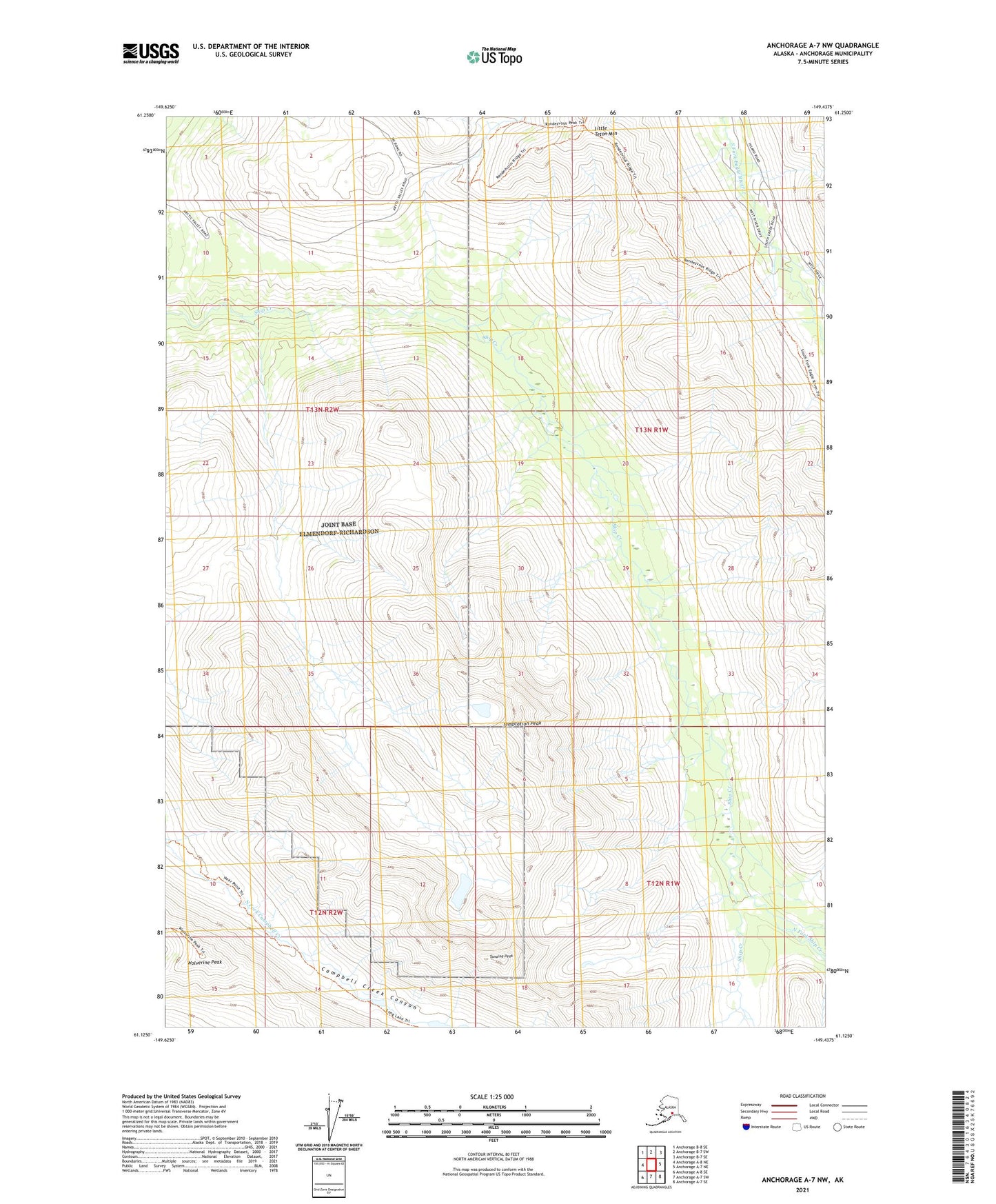 Anchorage A-7 NW Alaska US Topo Map Image