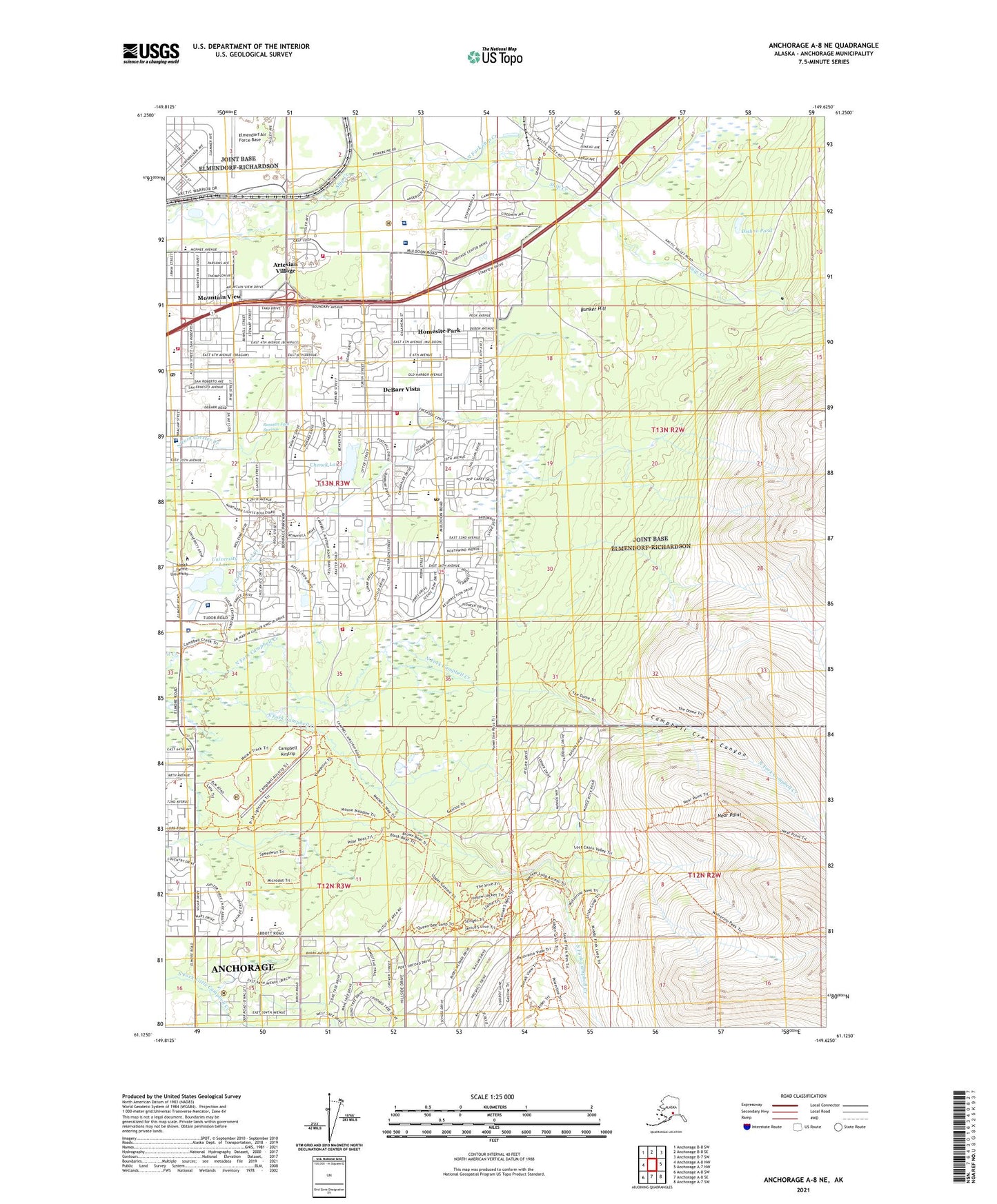 Anchorage A-8 NE Alaska US Topo Map Image