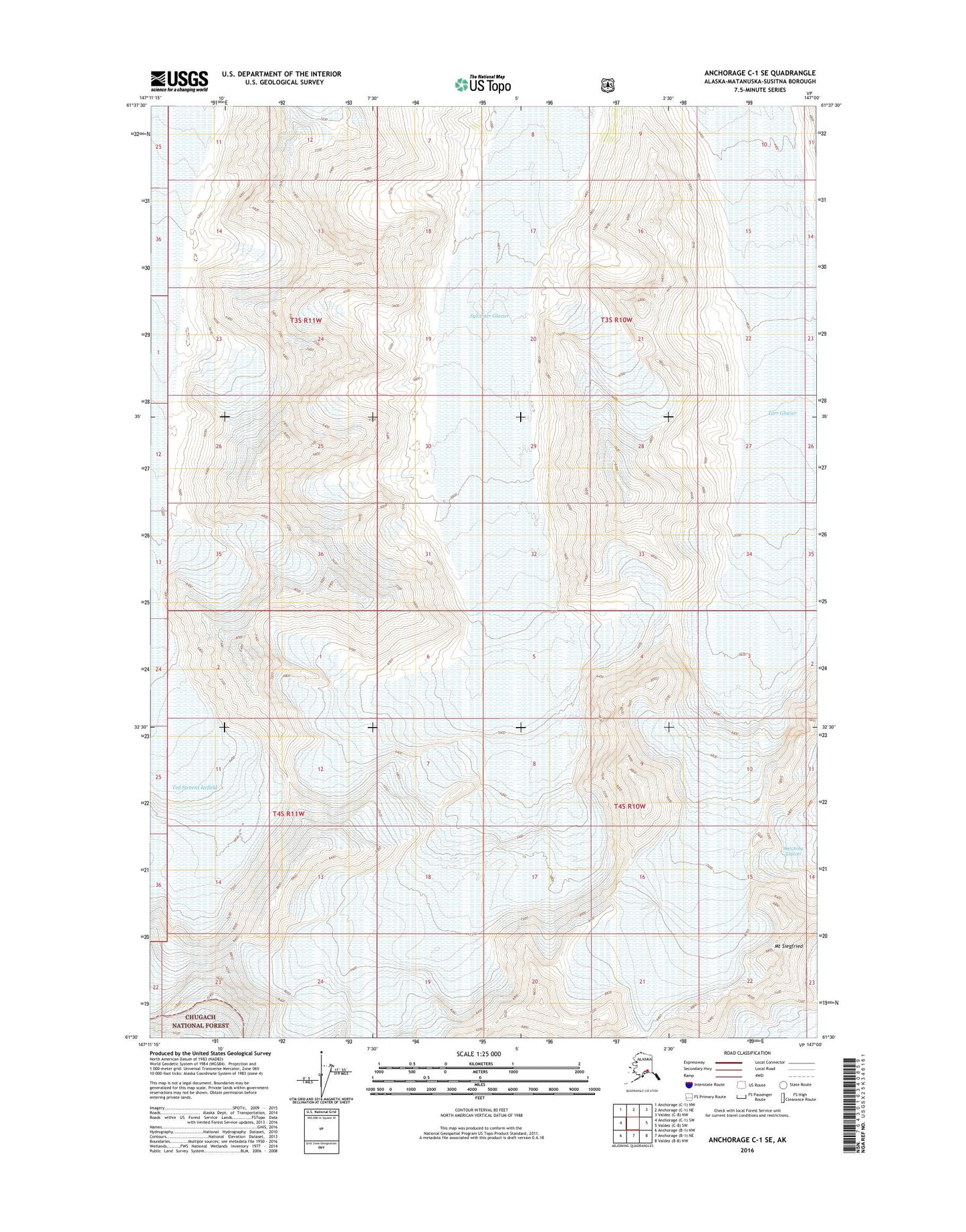Anchorage C-1 SE Alaska US Topo Map Image