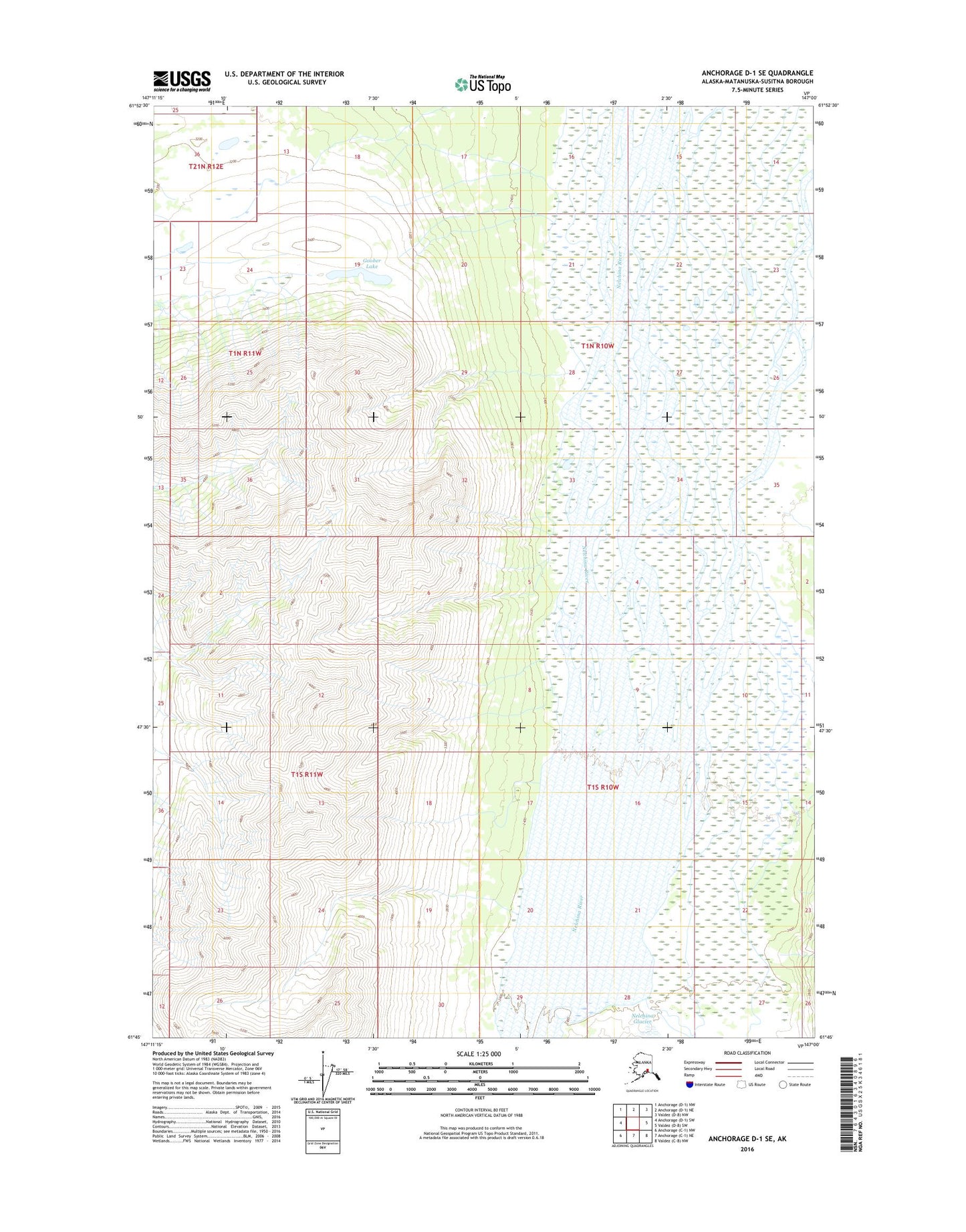 Anchorage D-1 SE Alaska US Topo Map Image