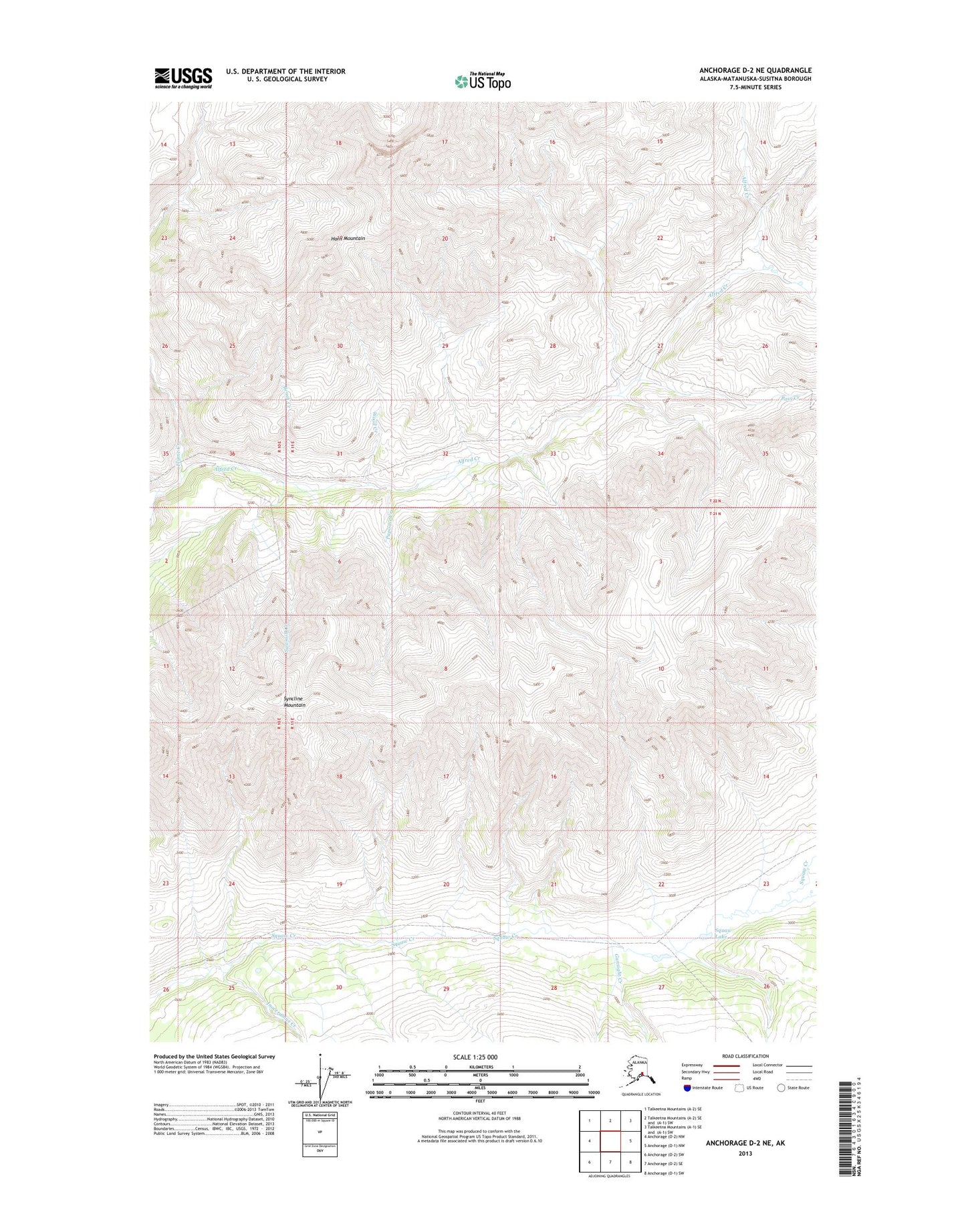 Anchorage D-2 NE Alaska US Topo Map Image