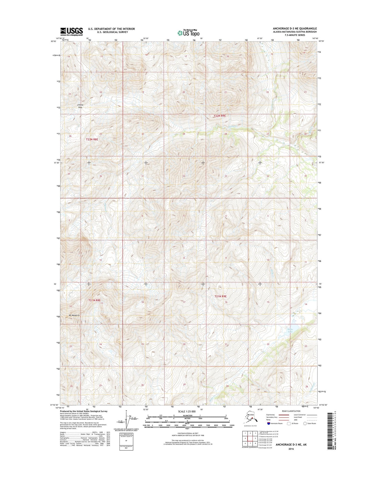 Anchorage D-3 NE Alaska US Topo Map Image