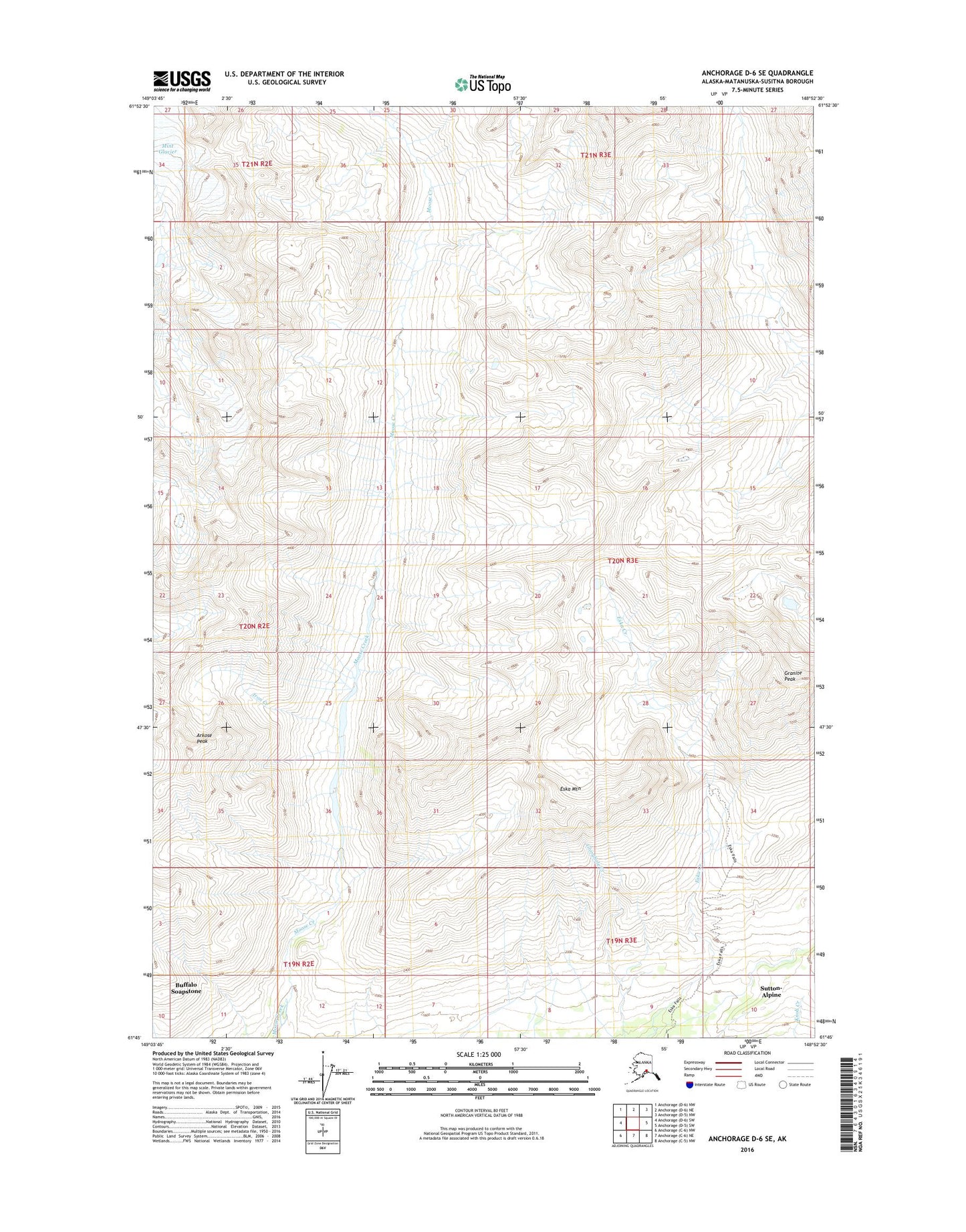 Anchorage D-6 SE Alaska US Topo Map Image