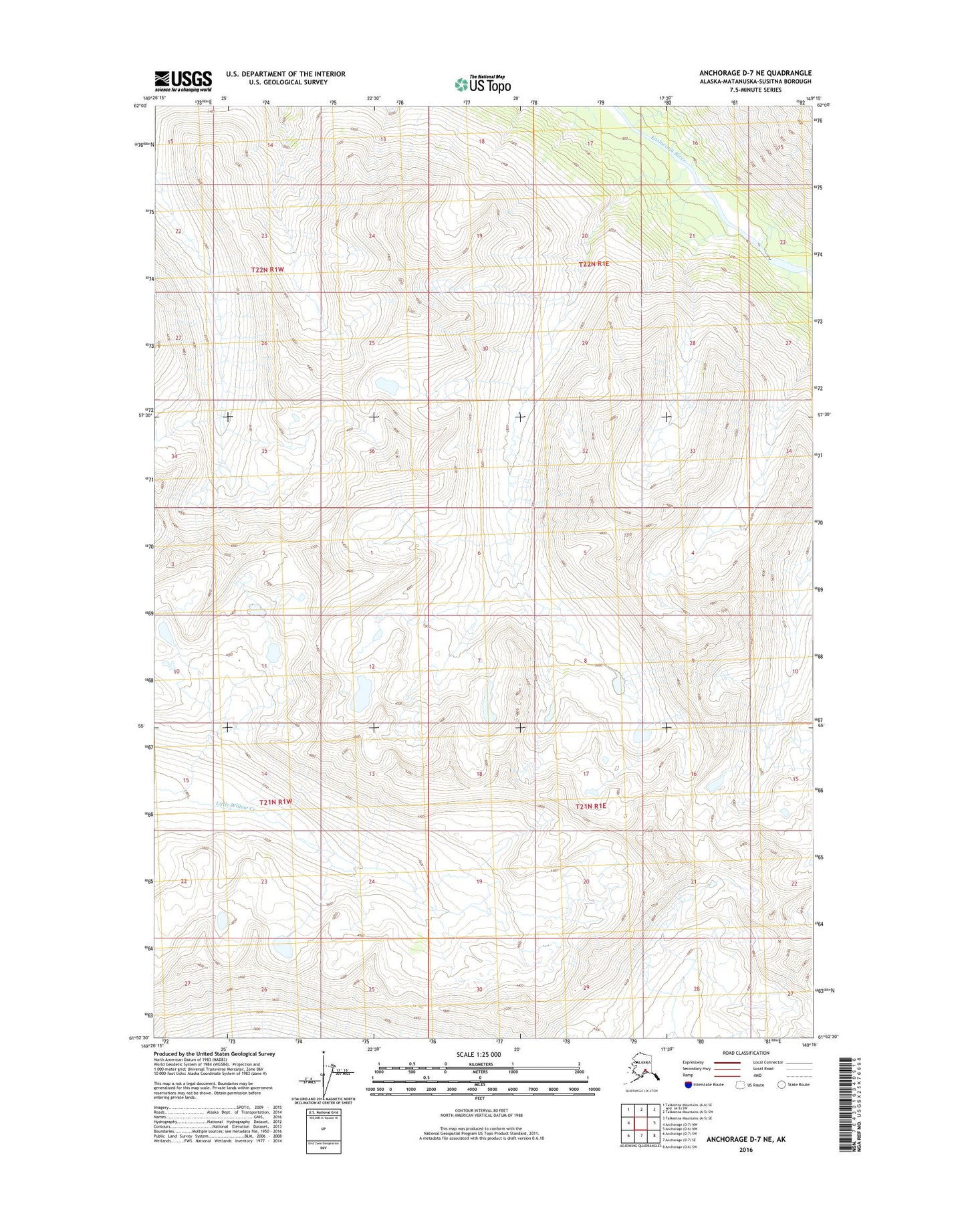 Anchorage D-7 NE Alaska US Topo Map Image